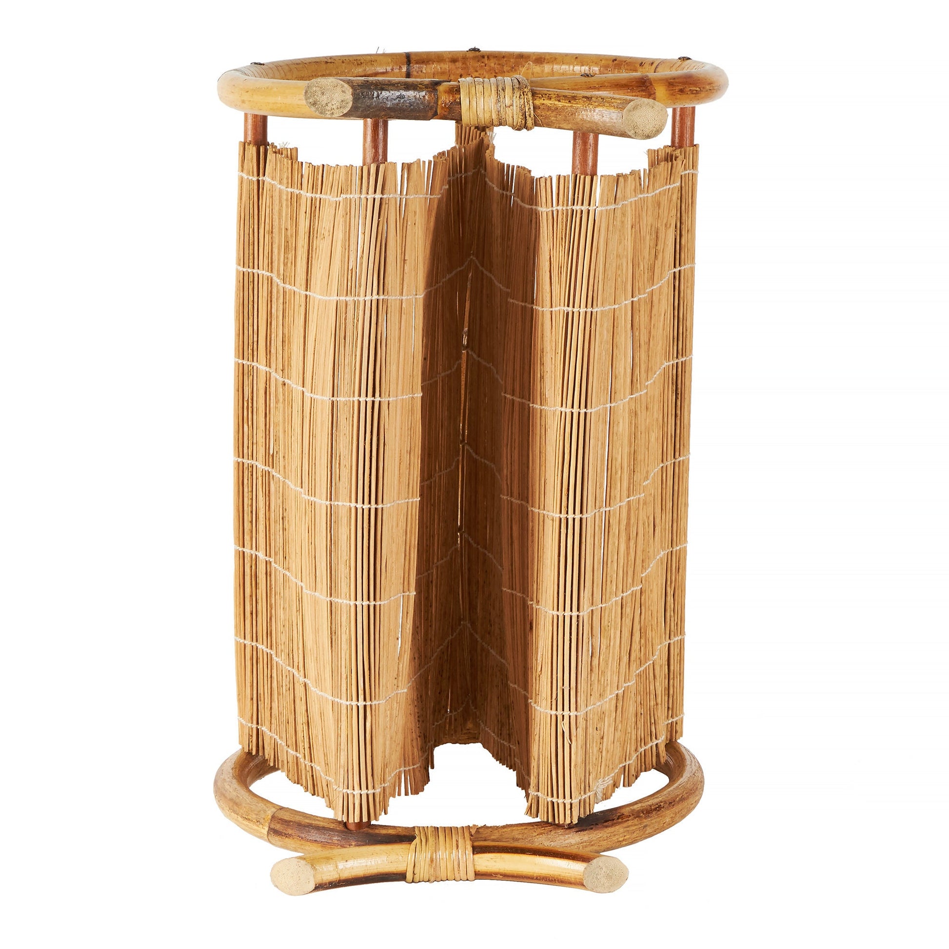 Midcentury Modern Round Bamboo Magazine Rack