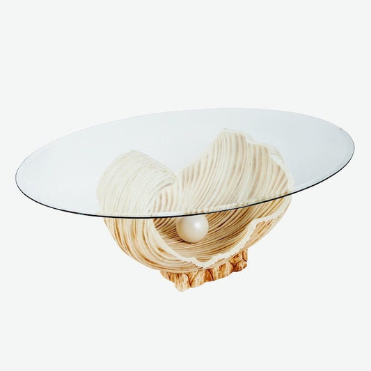 Superior Living Room Tables Cool Sculptural Clamshell with Pearl Coffee Table from SHOPNAME]