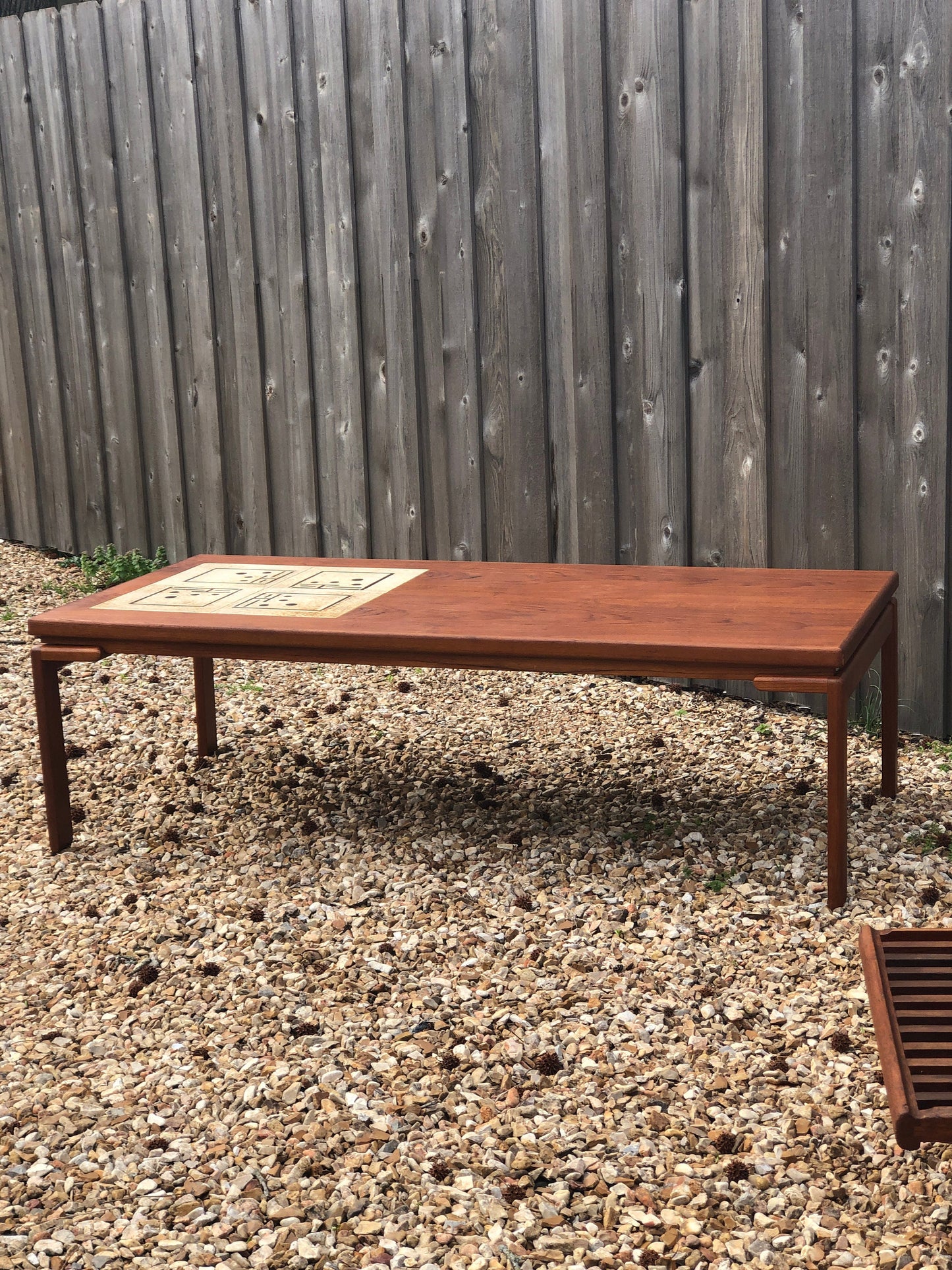Large Teak & Tile Coffee Table By Bramin