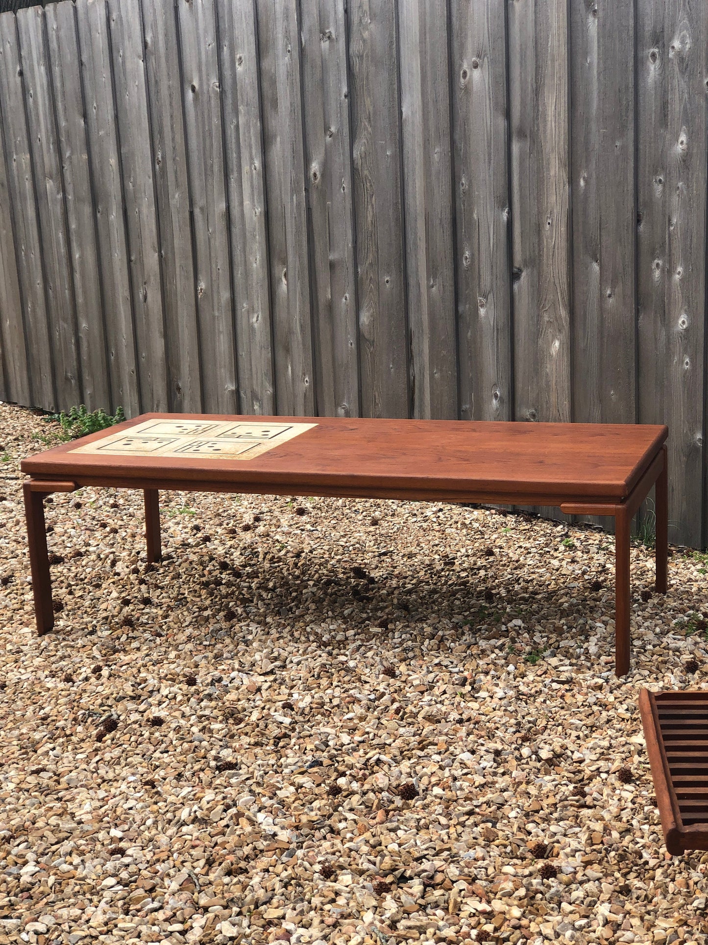 Large Teak & Tile Coffee Table By Bramin