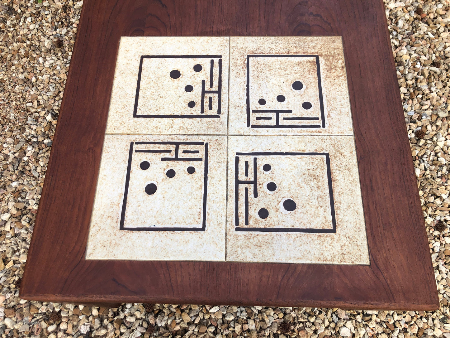 Large Teak & Tile Coffee Table By Bramin