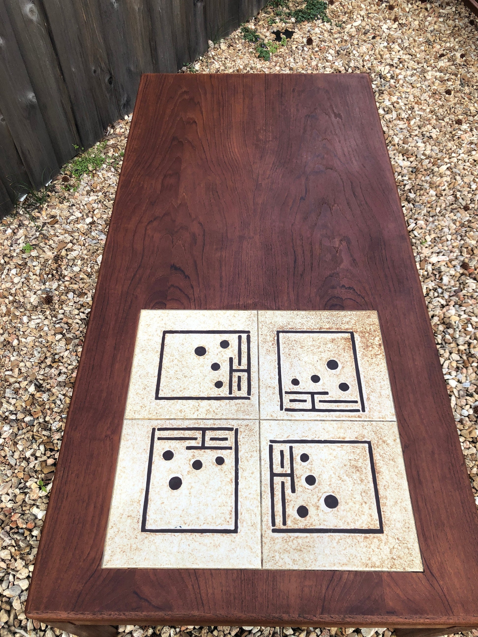 Large Teak & Tile Coffee Table By Bramin