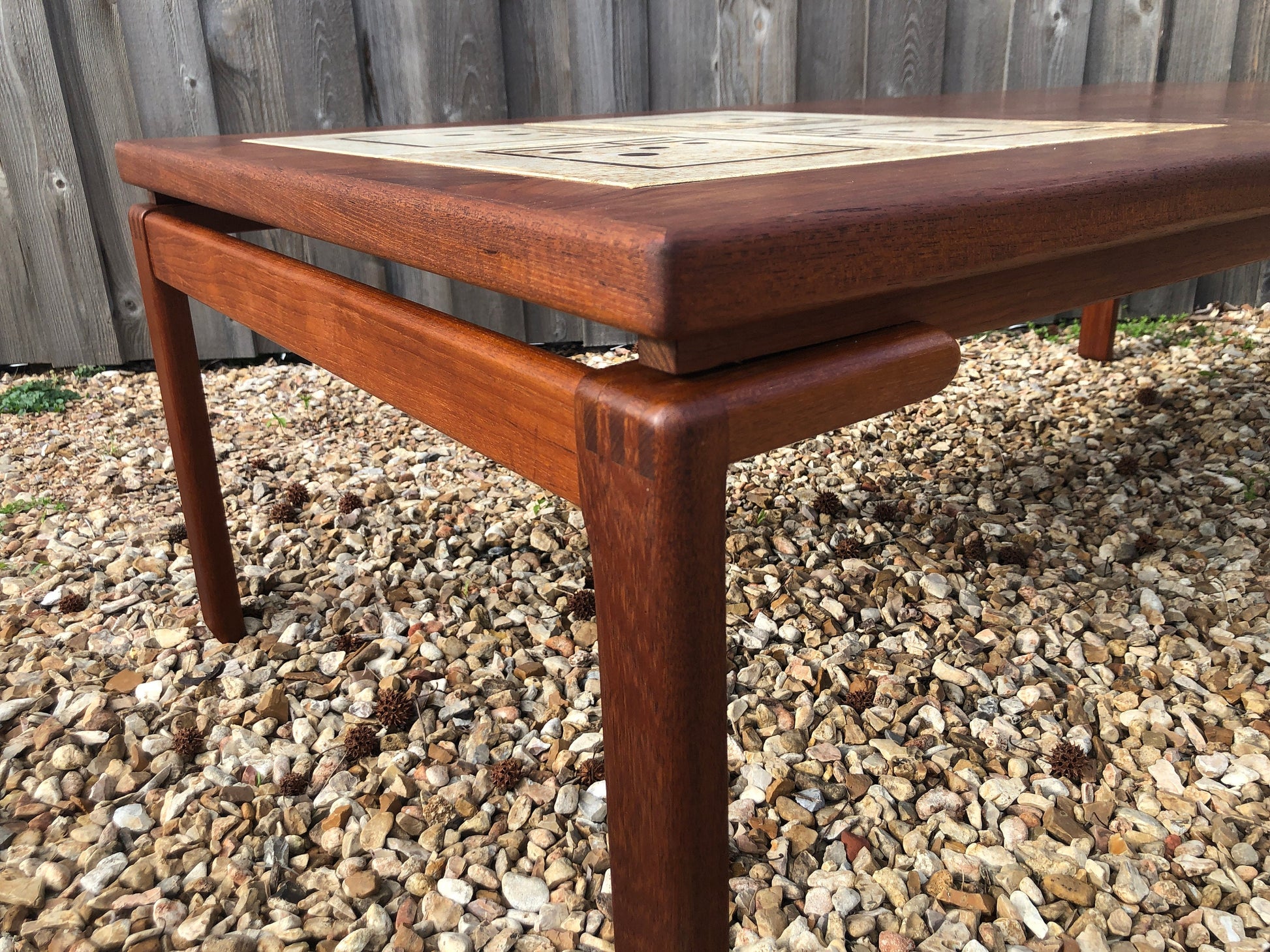 Large Teak & Tile Coffee Table By Bramin