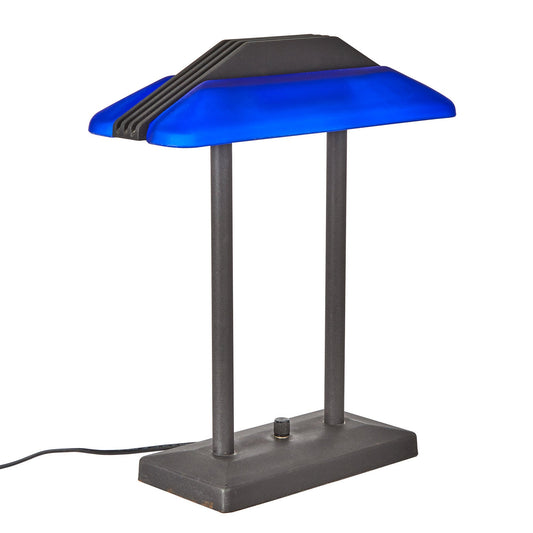 Tensor Blue Glass Bankers Lamp