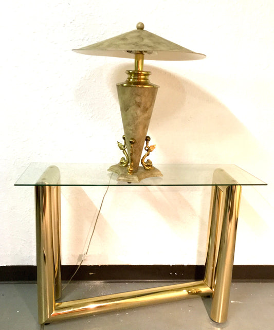 Brass Koi Dragon Lamp by Bauer