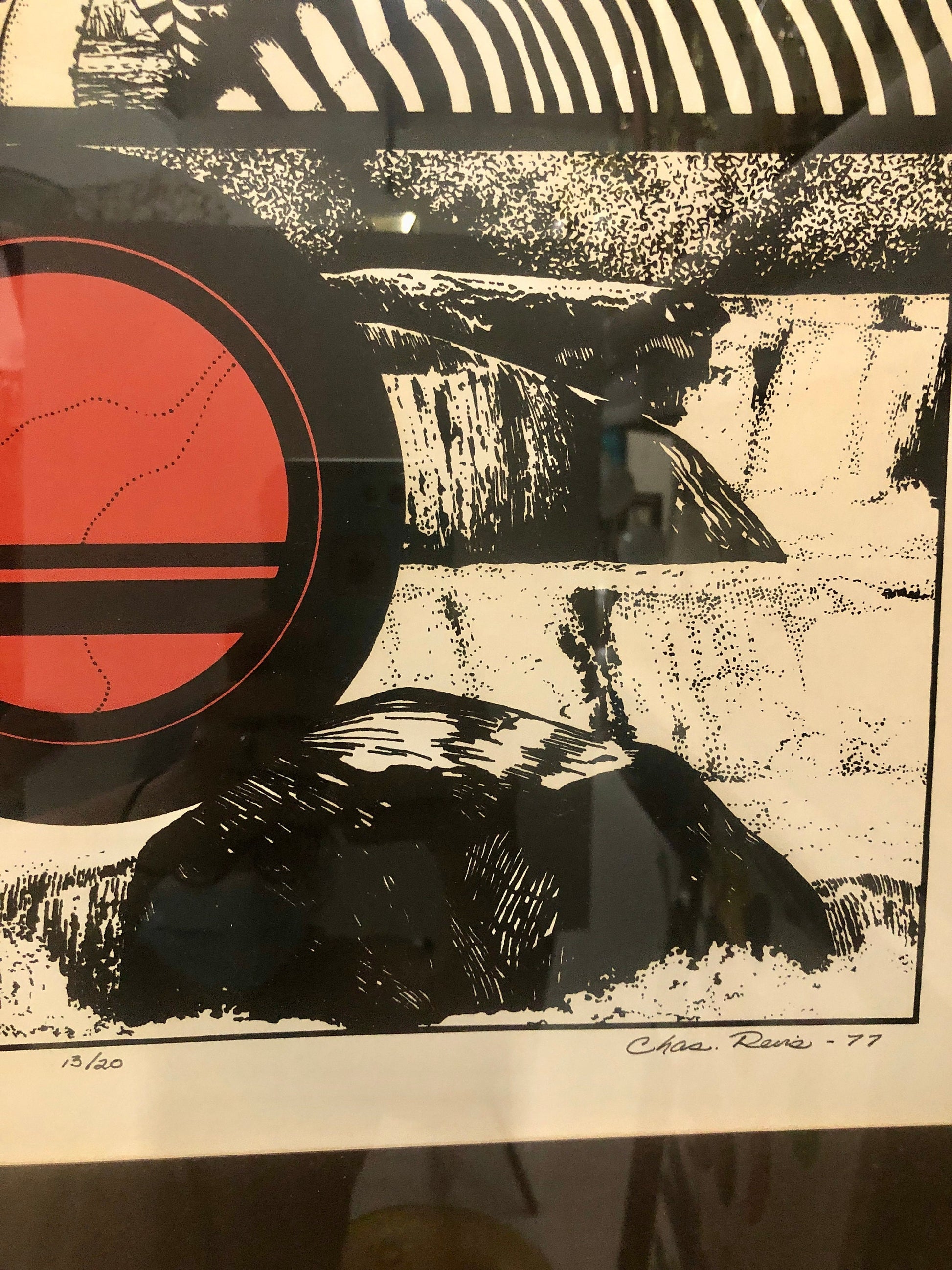 Zebra, Circle, Water 1977 Signed Print