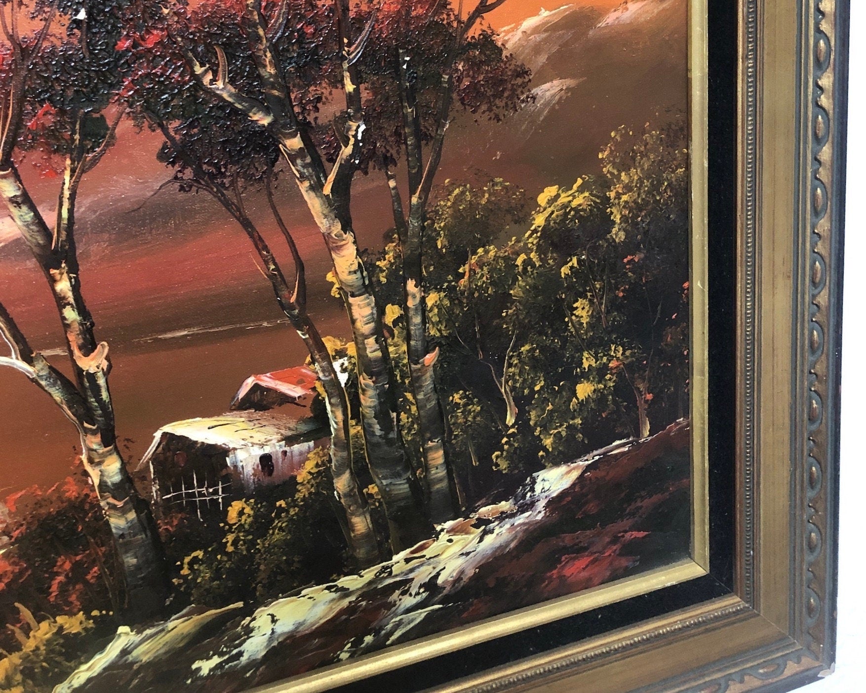 Large Framed Landscape Oil Painting