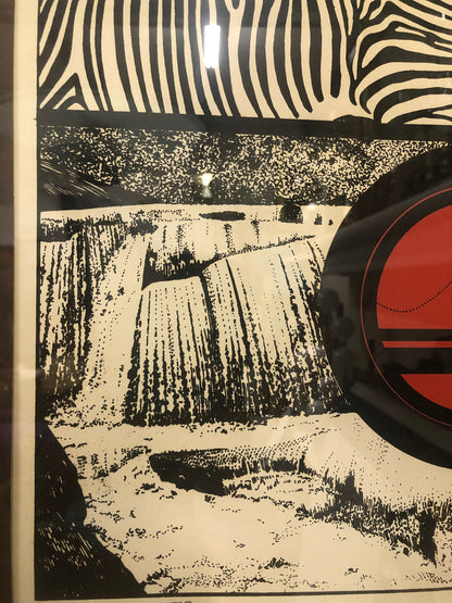 Zebra, Circle, Water 1977 Signed Print