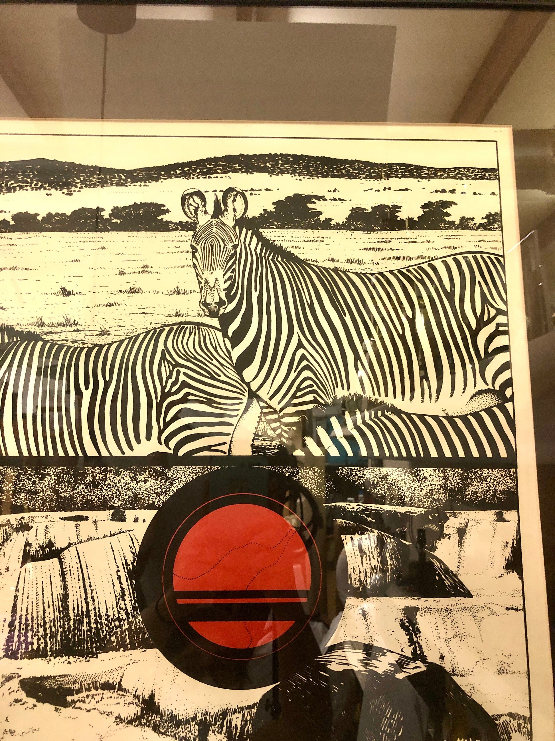 Zebra, Circle, Water 1977 Signed Print