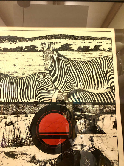 Zebra, Circle, Water 1977 Signed Print