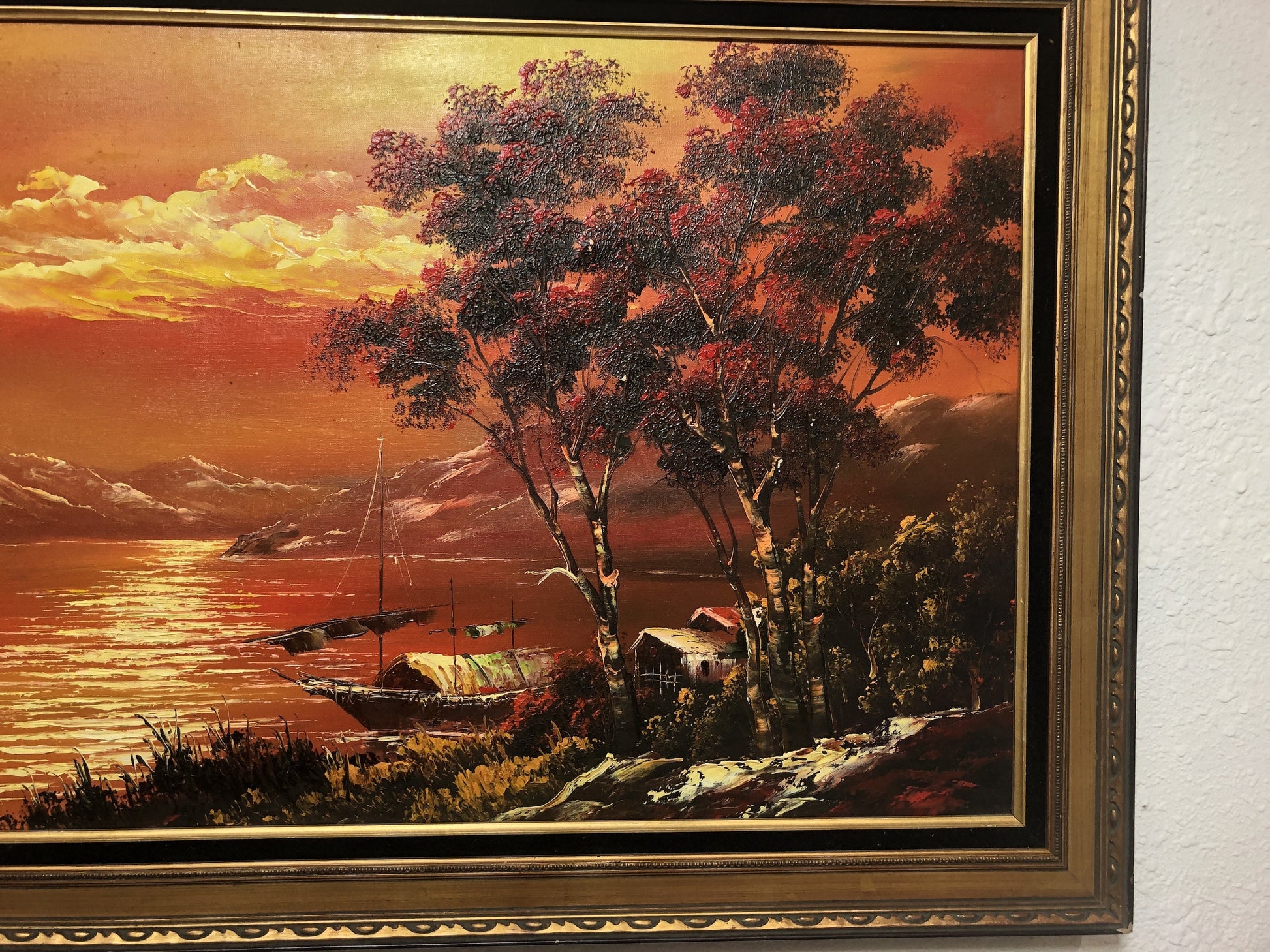 Large Framed Landscape Oil Painting