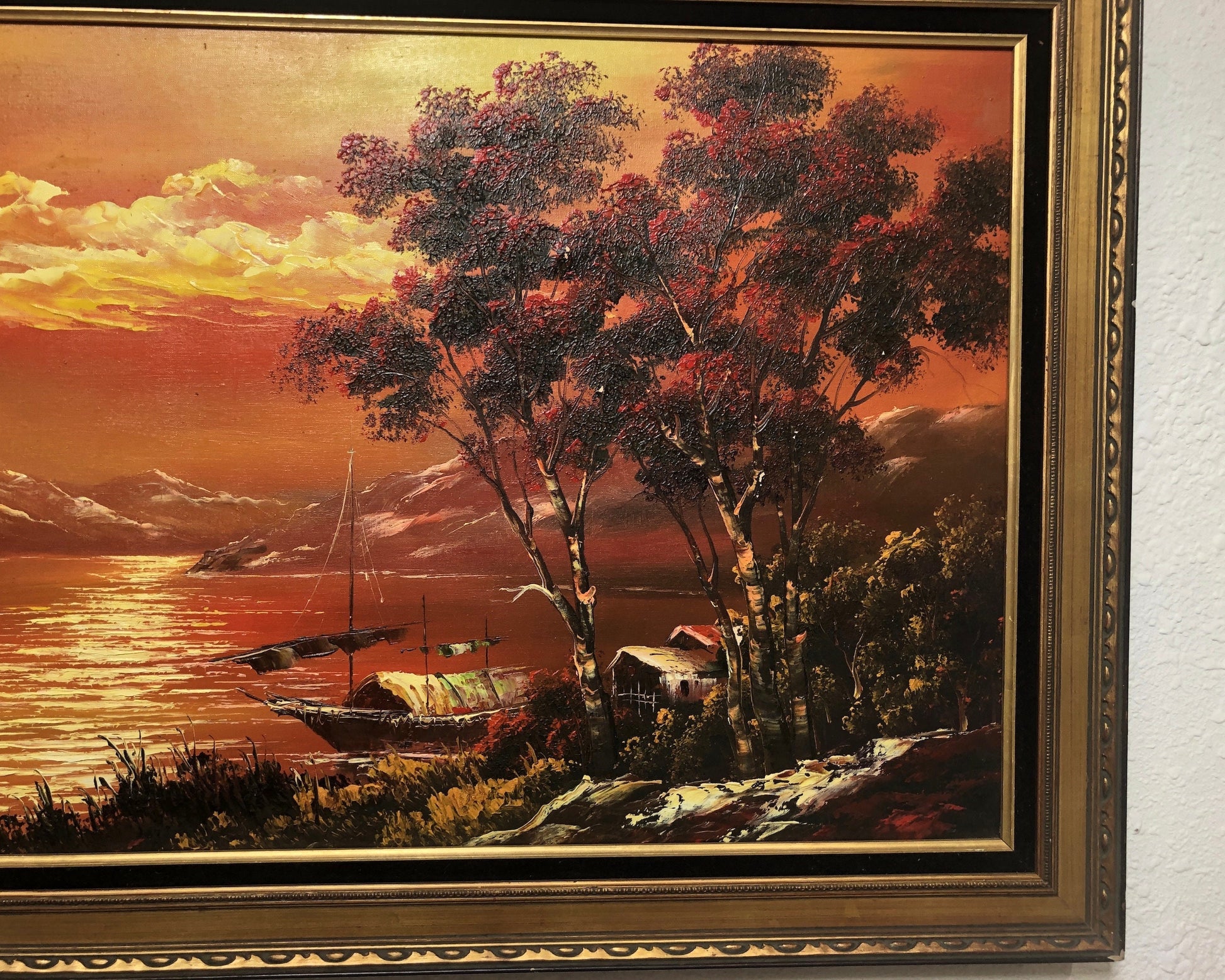 Large Framed Landscape Oil Painting