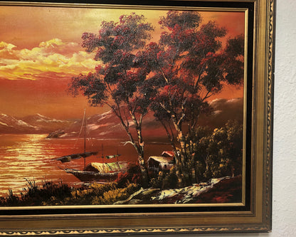 Large Framed Landscape Oil Painting