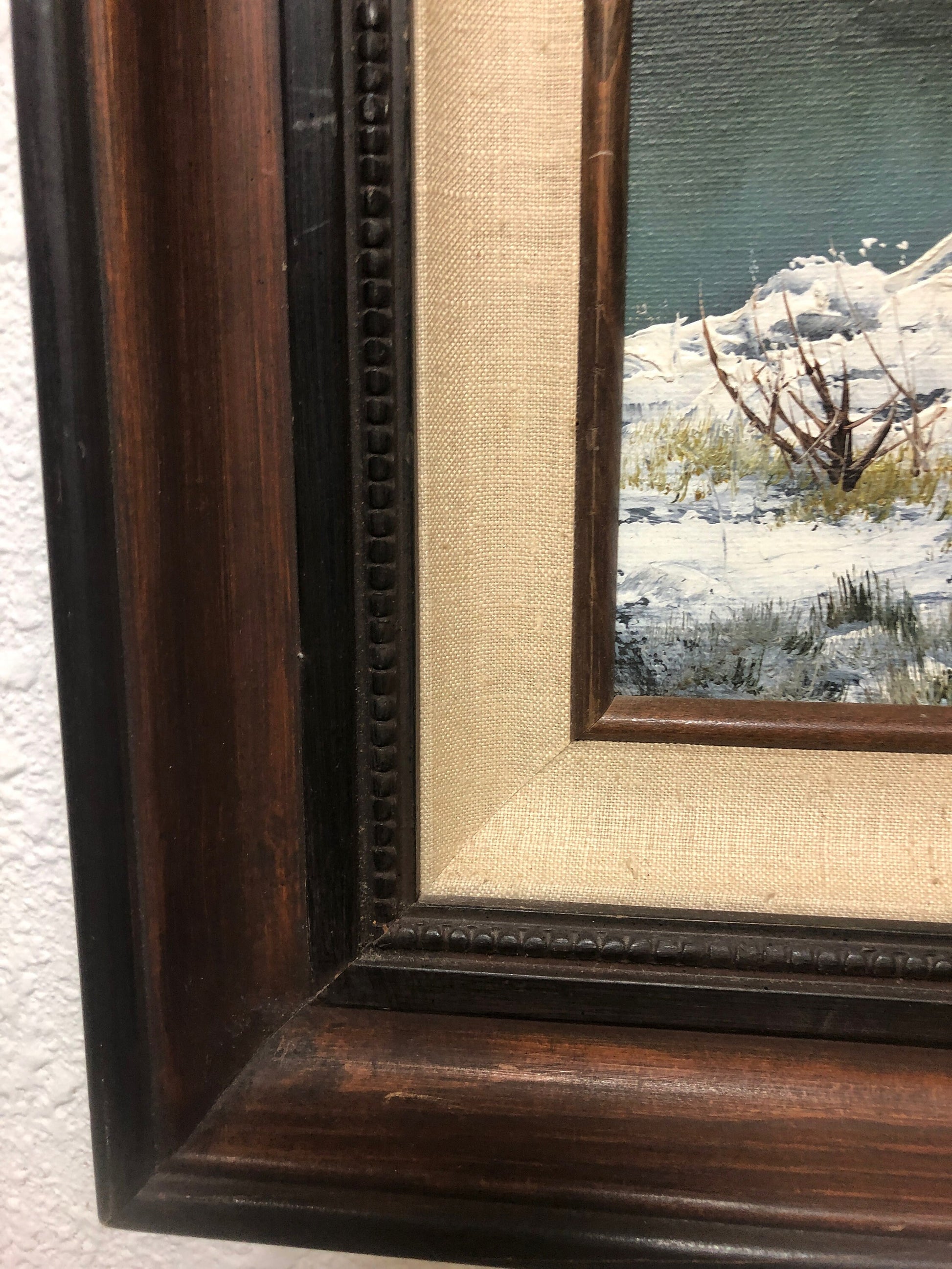 Signed Vintage Oil Painting on Canvas | Winter Forest