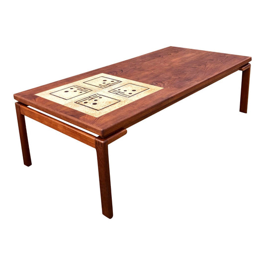 Large Teak & Tile Coffee Table By Bramin
