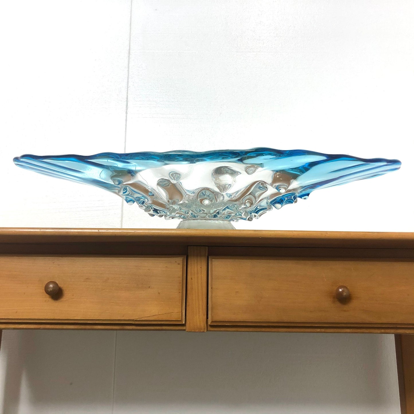 Large Blue Glass Centerpiece