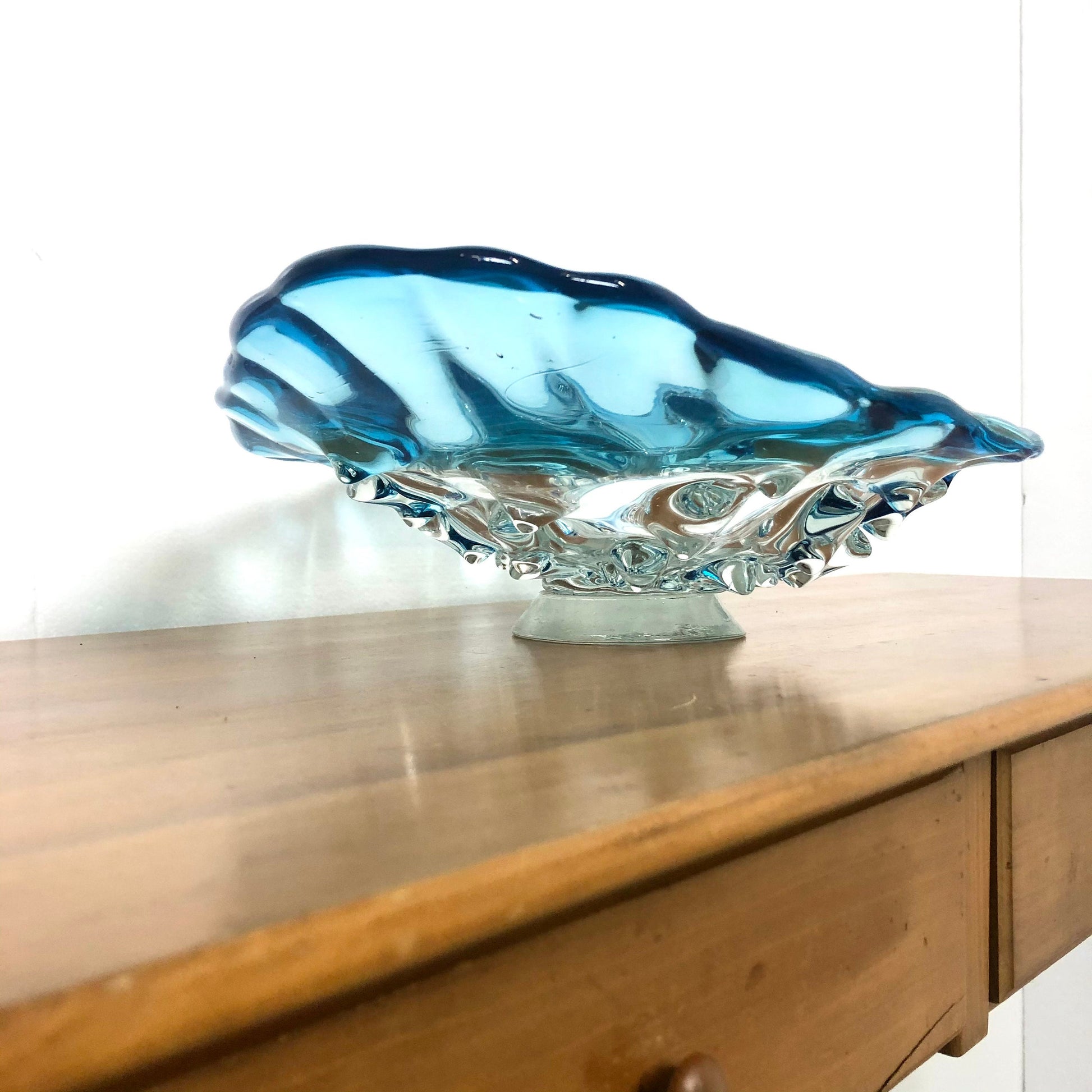 Large Blue Glass Centerpiece