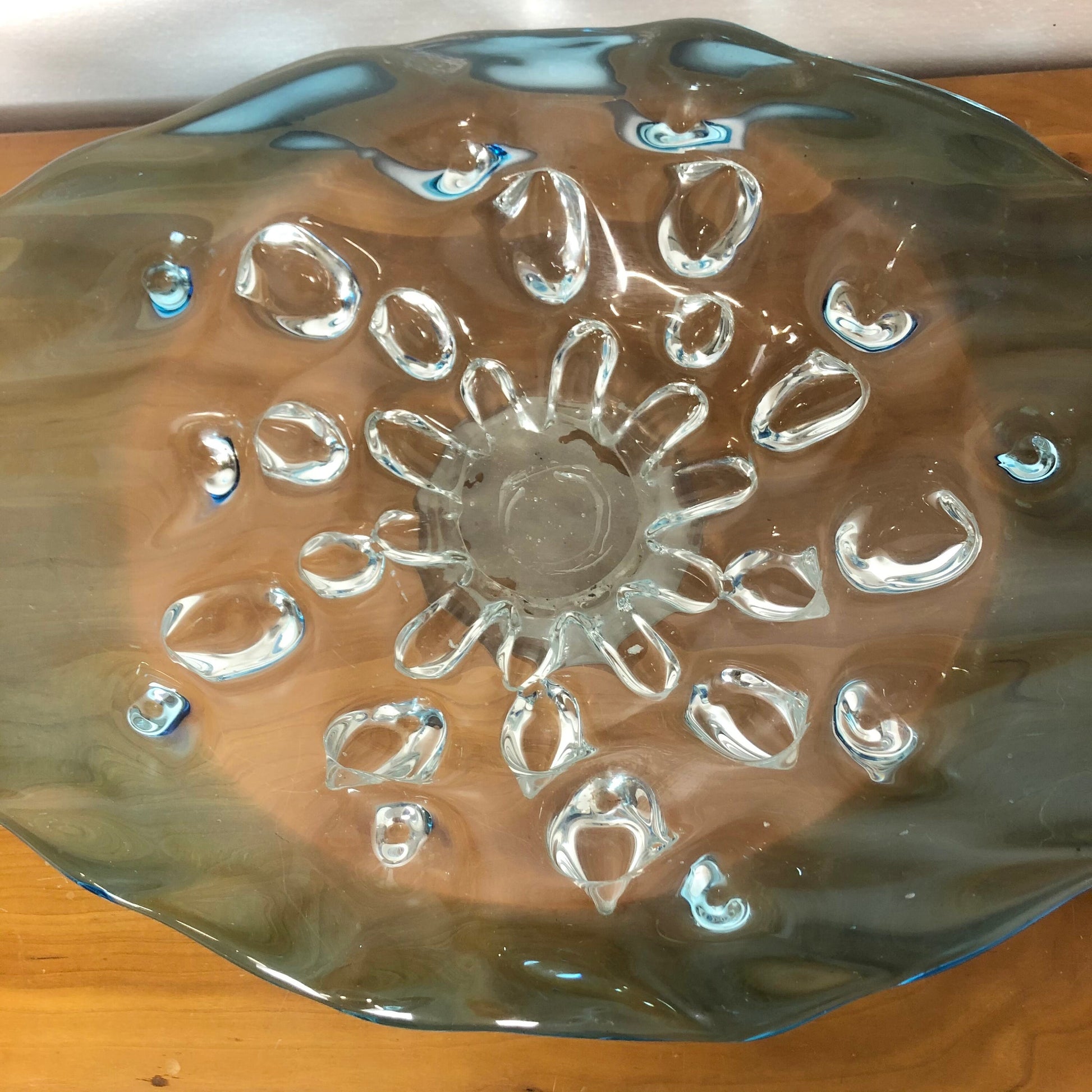 Large Blue Glass Centerpiece