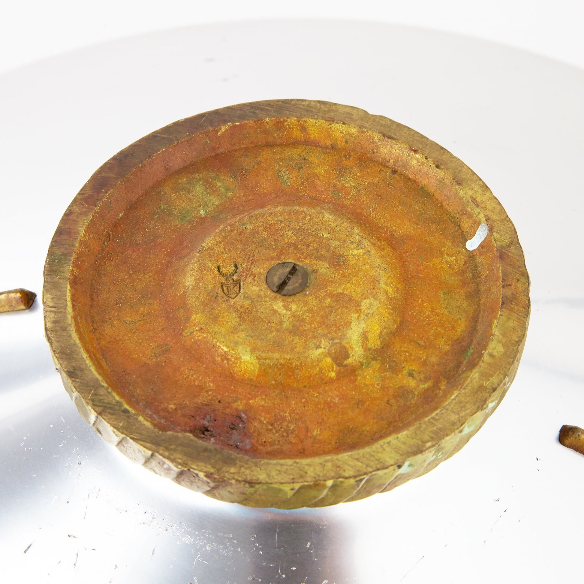 Aluminum Bowl with Brass Laurel Leaf 