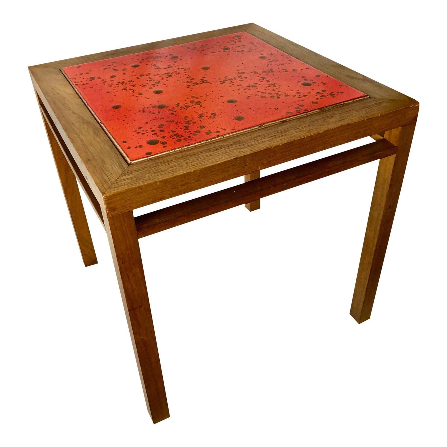 Brown Saltman Square Teak Orange Tile Table