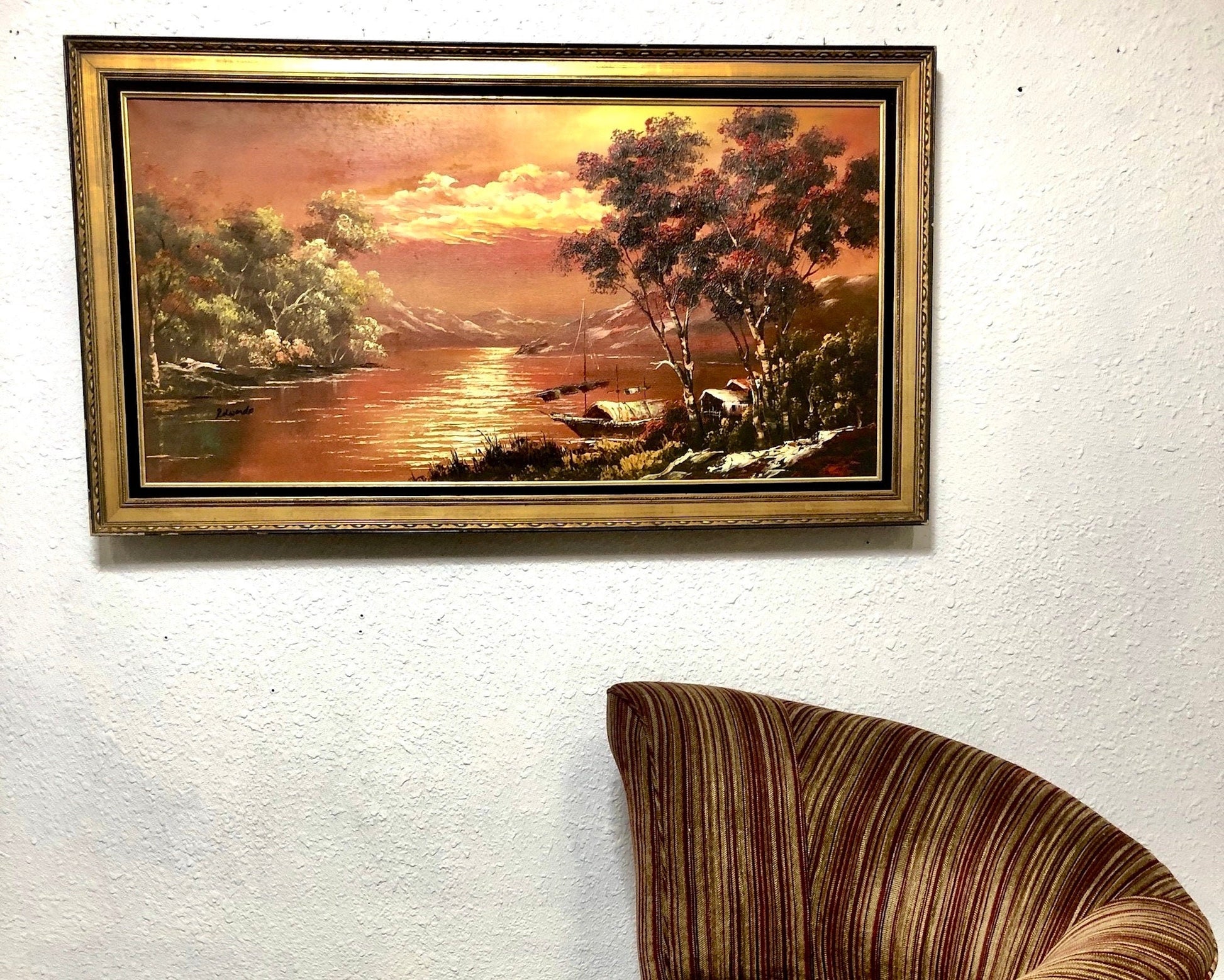 Large Framed Landscape Oil Painting