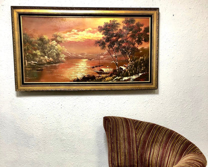 Large Framed Landscape Oil Painting
