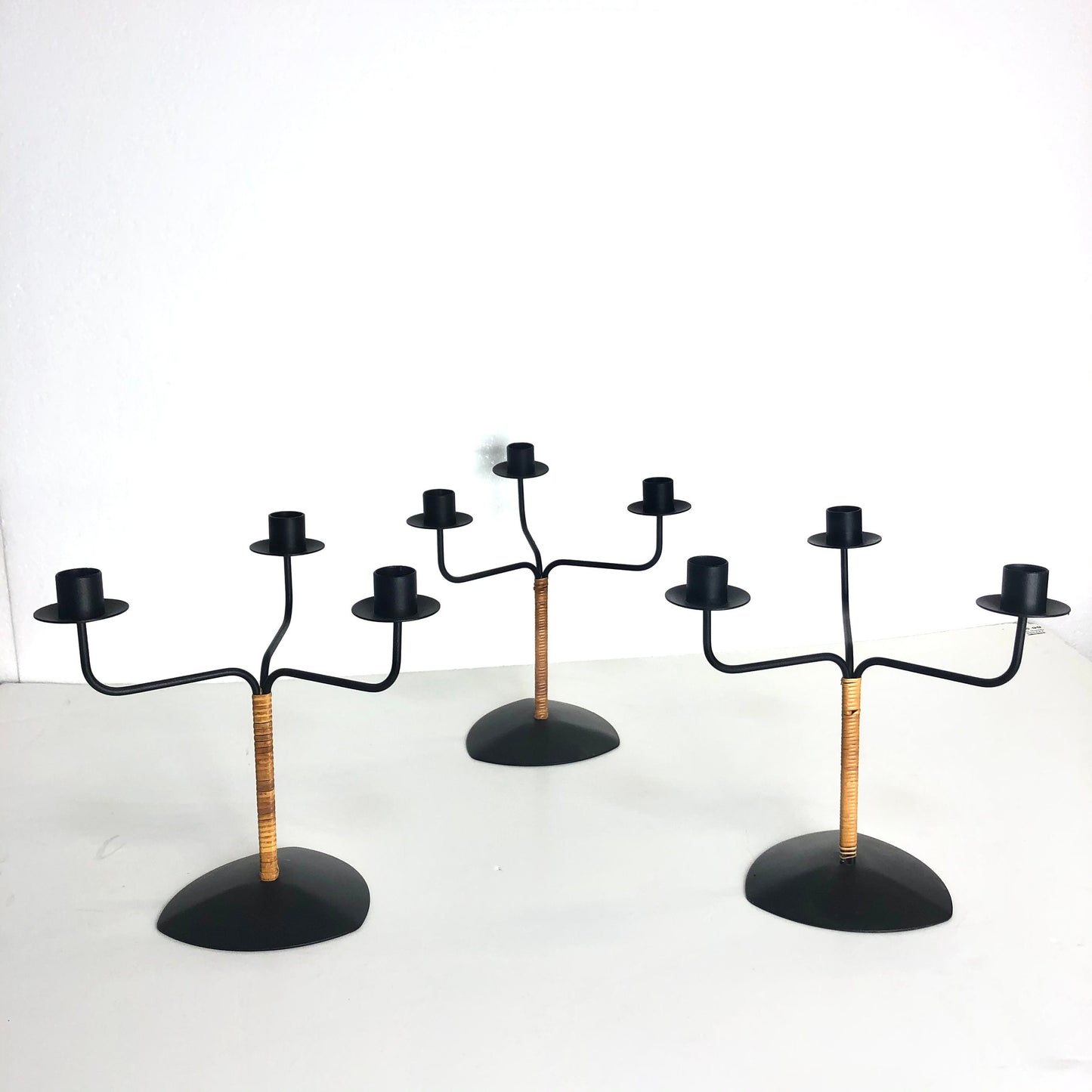 Bamboo Wrapped Iron Candelabra
