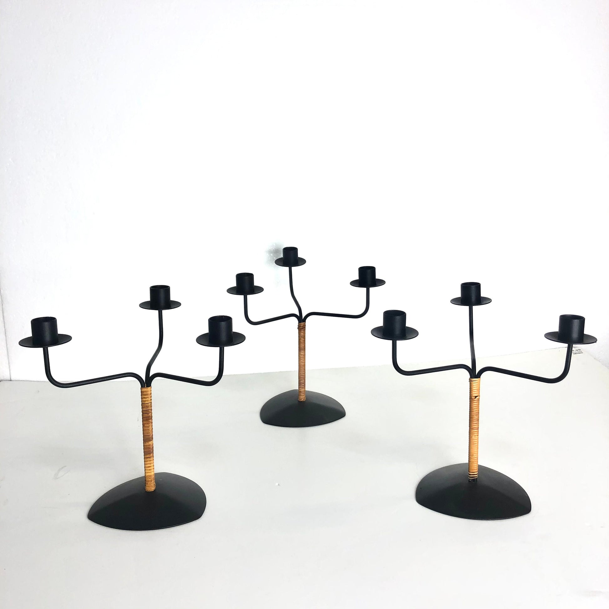 Bamboo Wrapped Iron Candelabra
