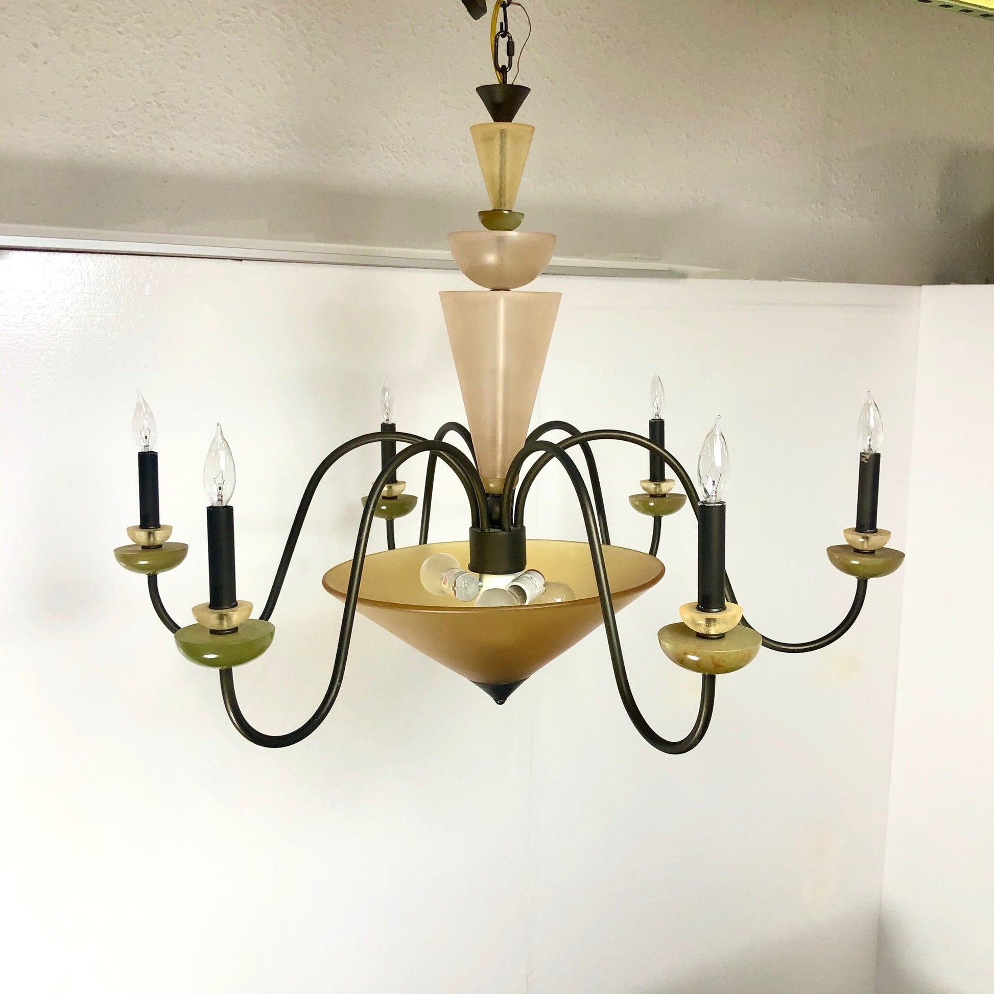 Huge Geometric Post Modern 6-arm Chandelier