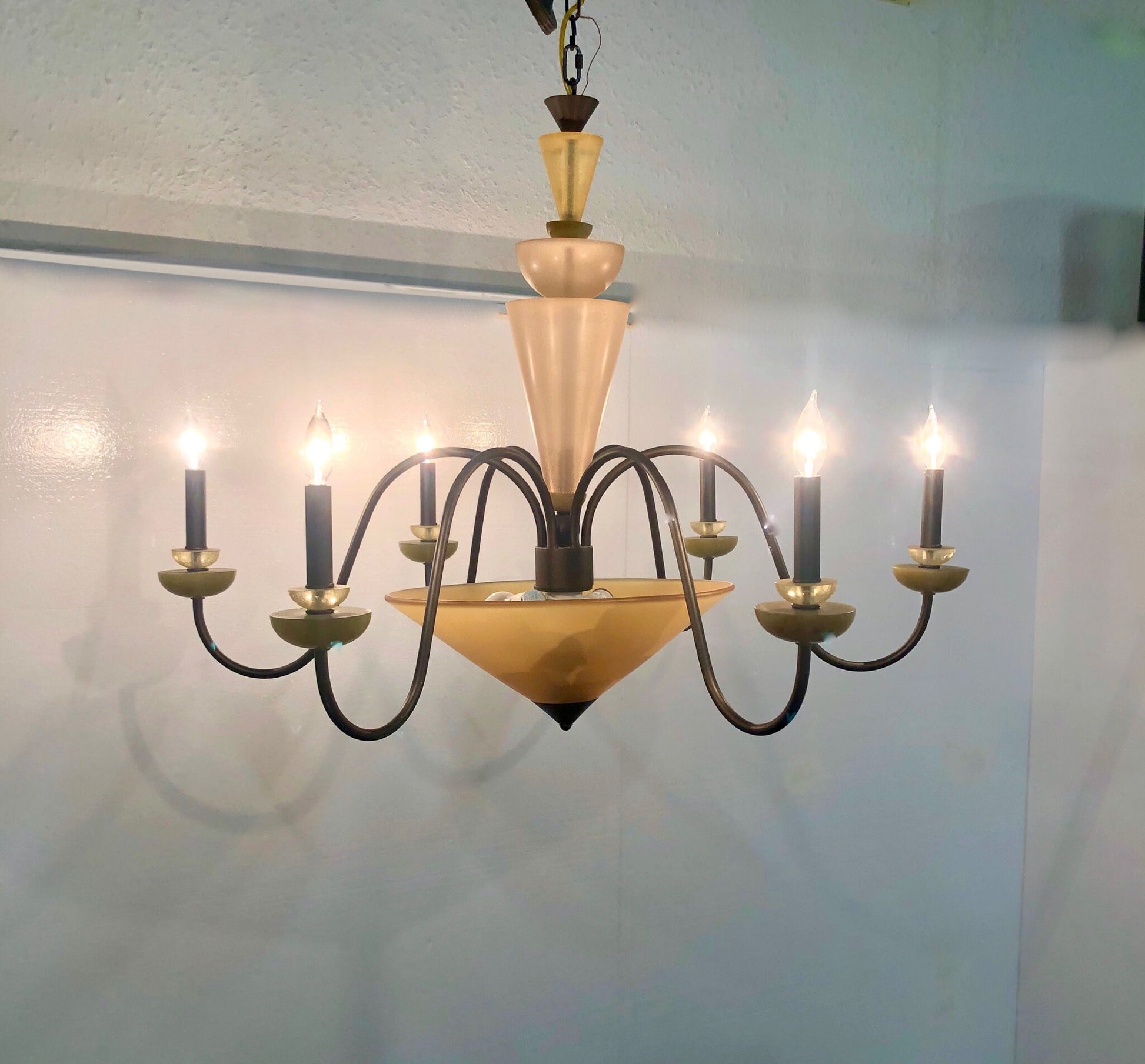 Huge Geometric Post Modern 6-arm Chandelier