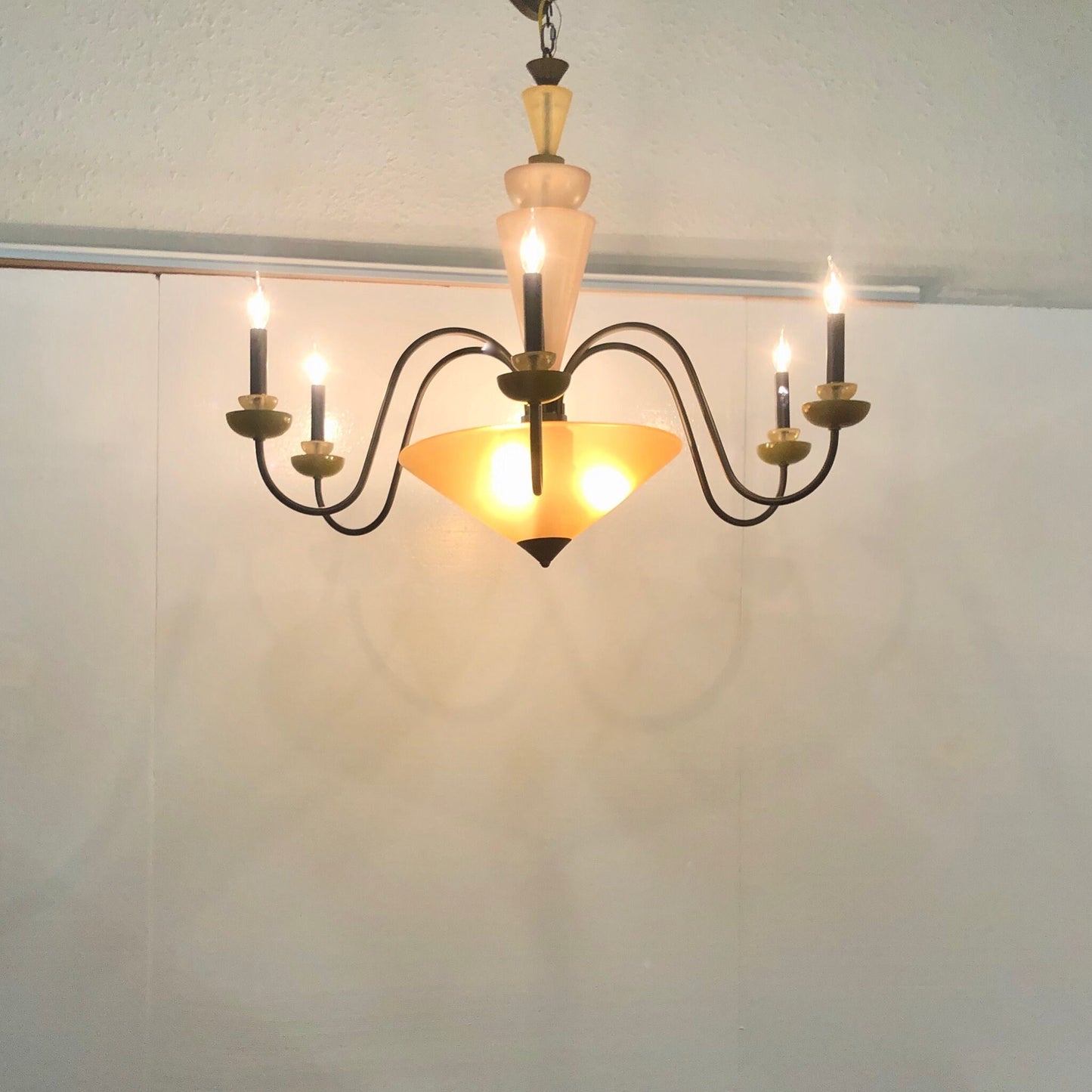 Huge Geometric Post Modern 6-arm Chandelier