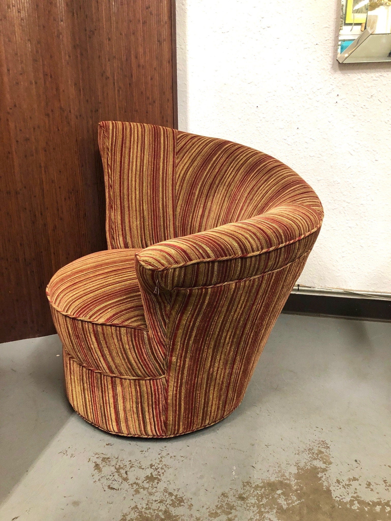 Flared Velour Round Corkscrew Lounge Chair