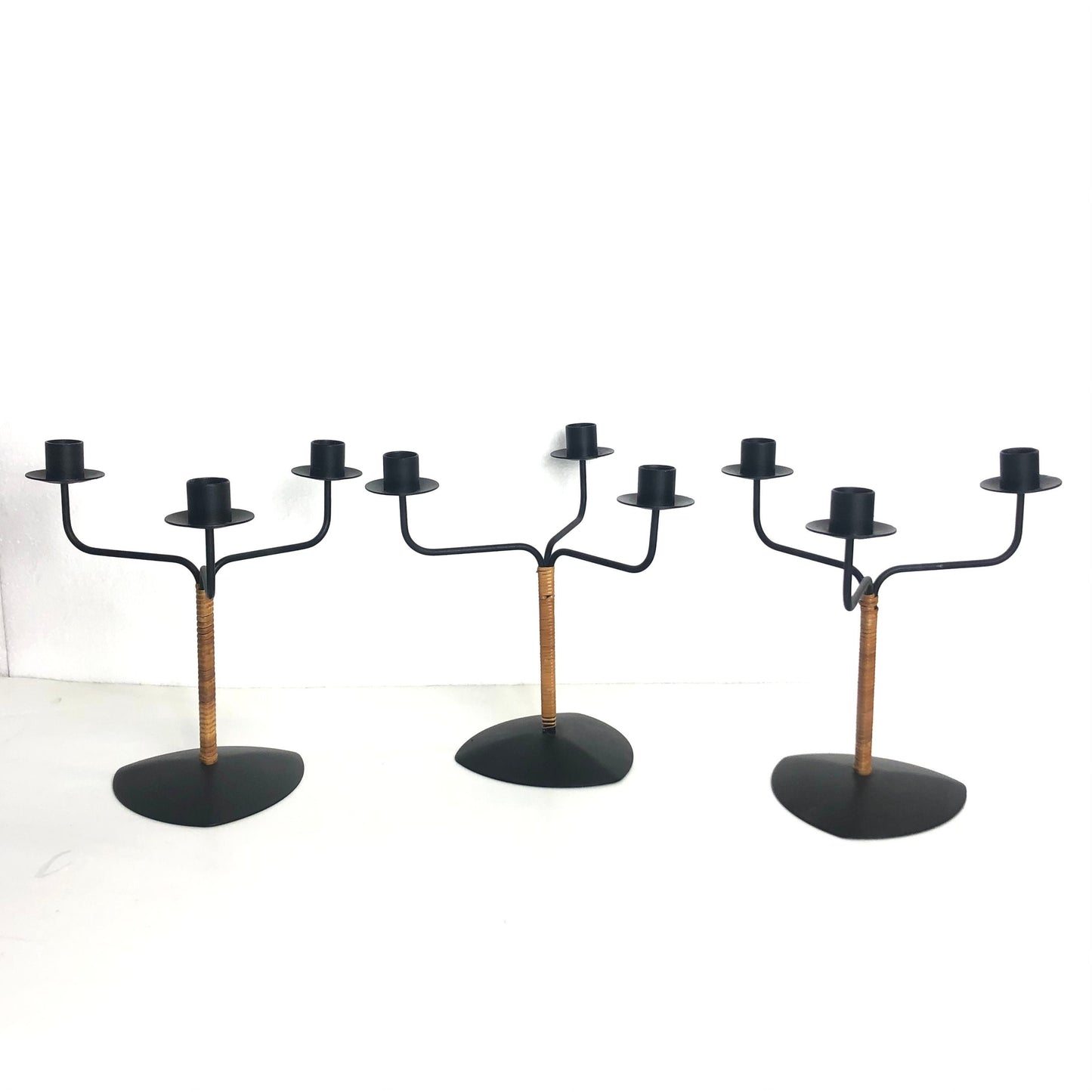 Bamboo Wrapped Iron Candelabra