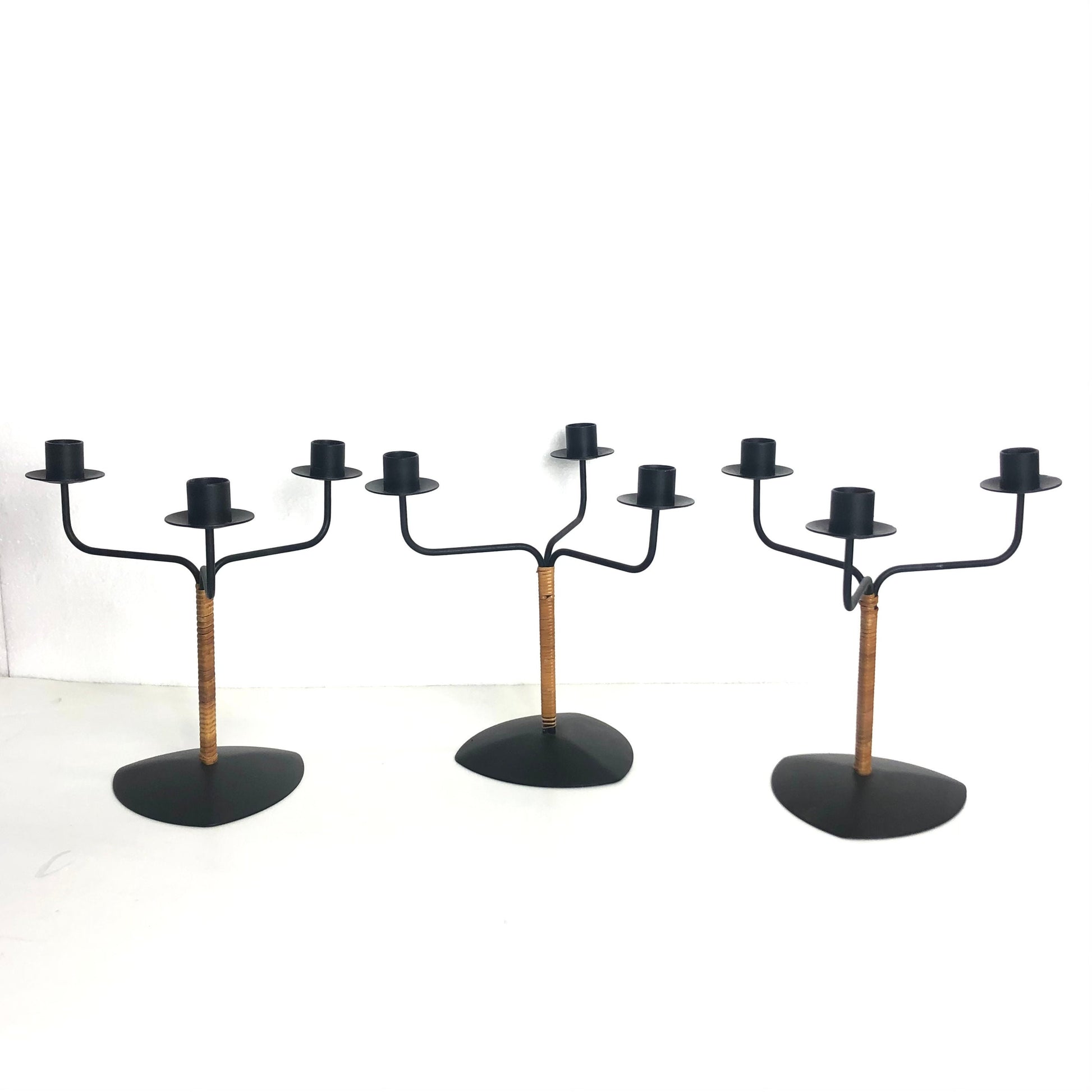 Bamboo Wrapped Iron Candelabra