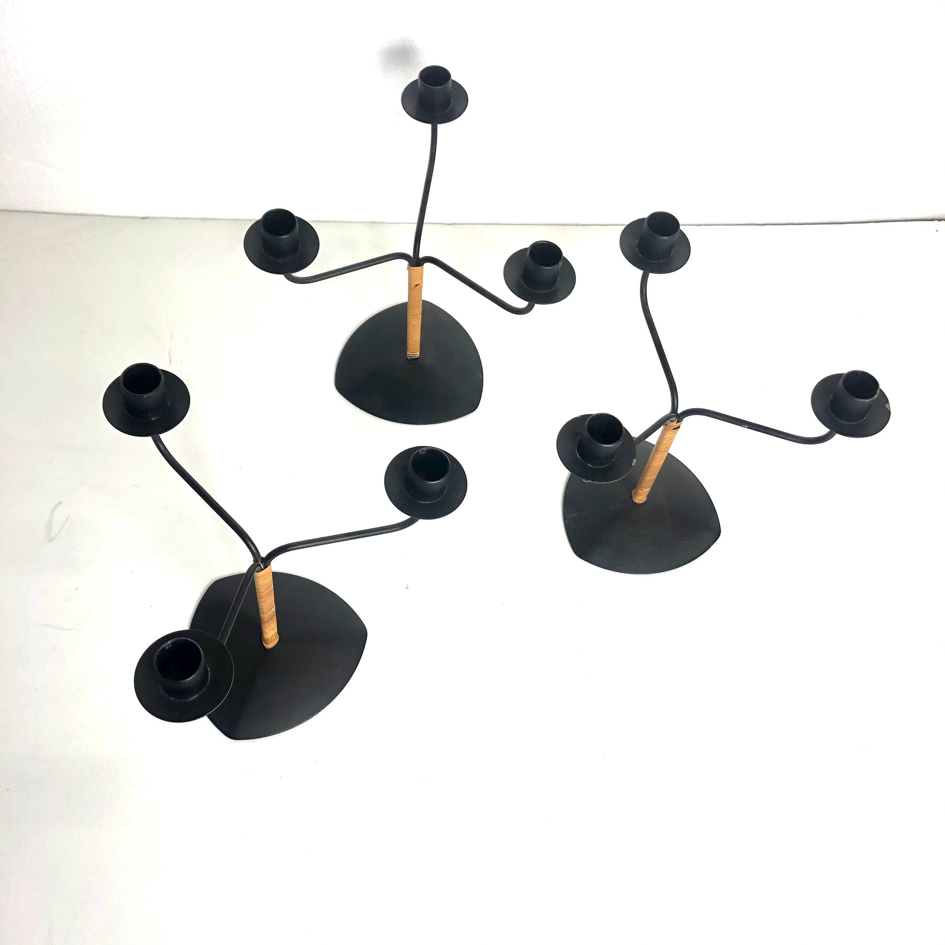 Bamboo Wrapped Iron Candelabra