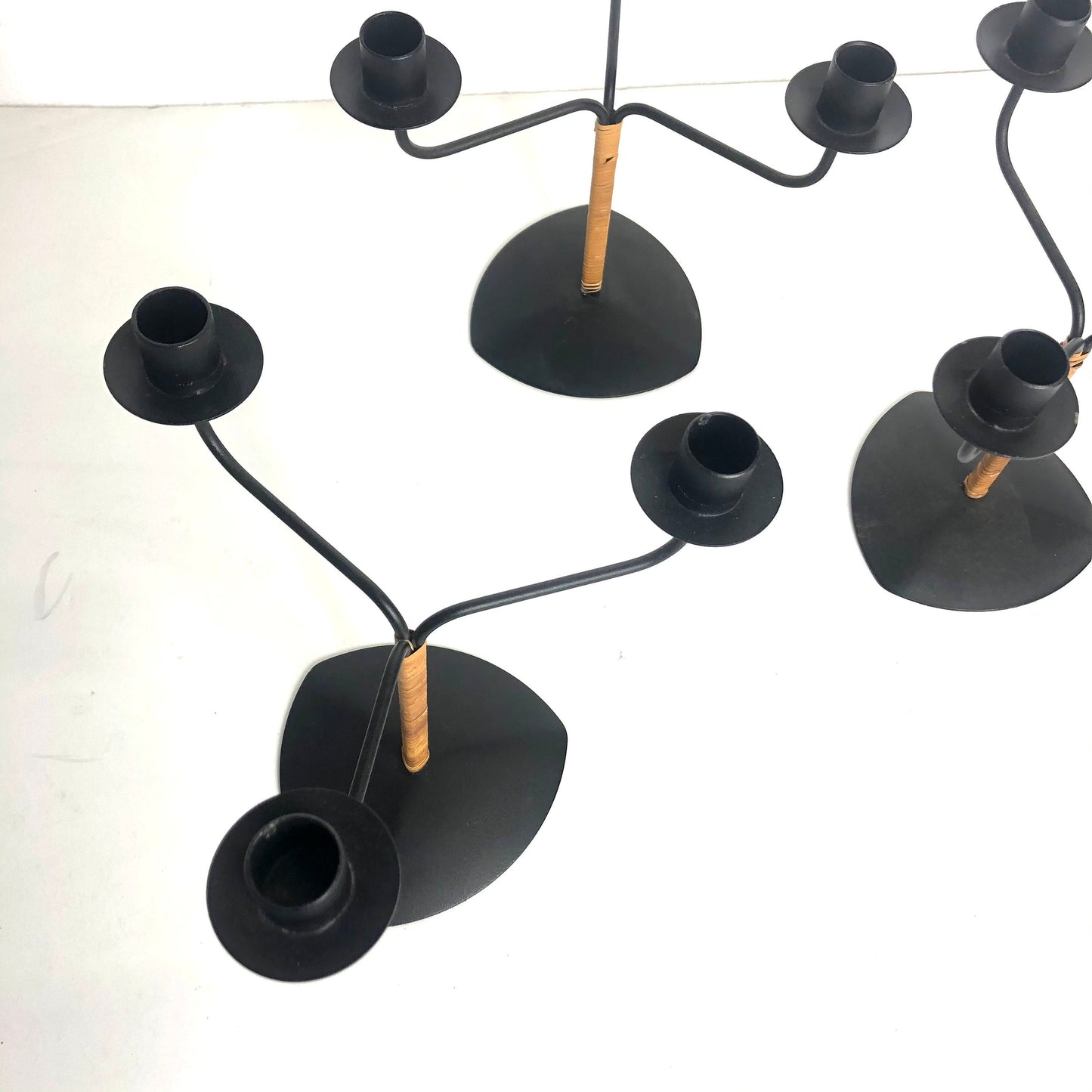 Bamboo Wrapped Iron Candelabra
