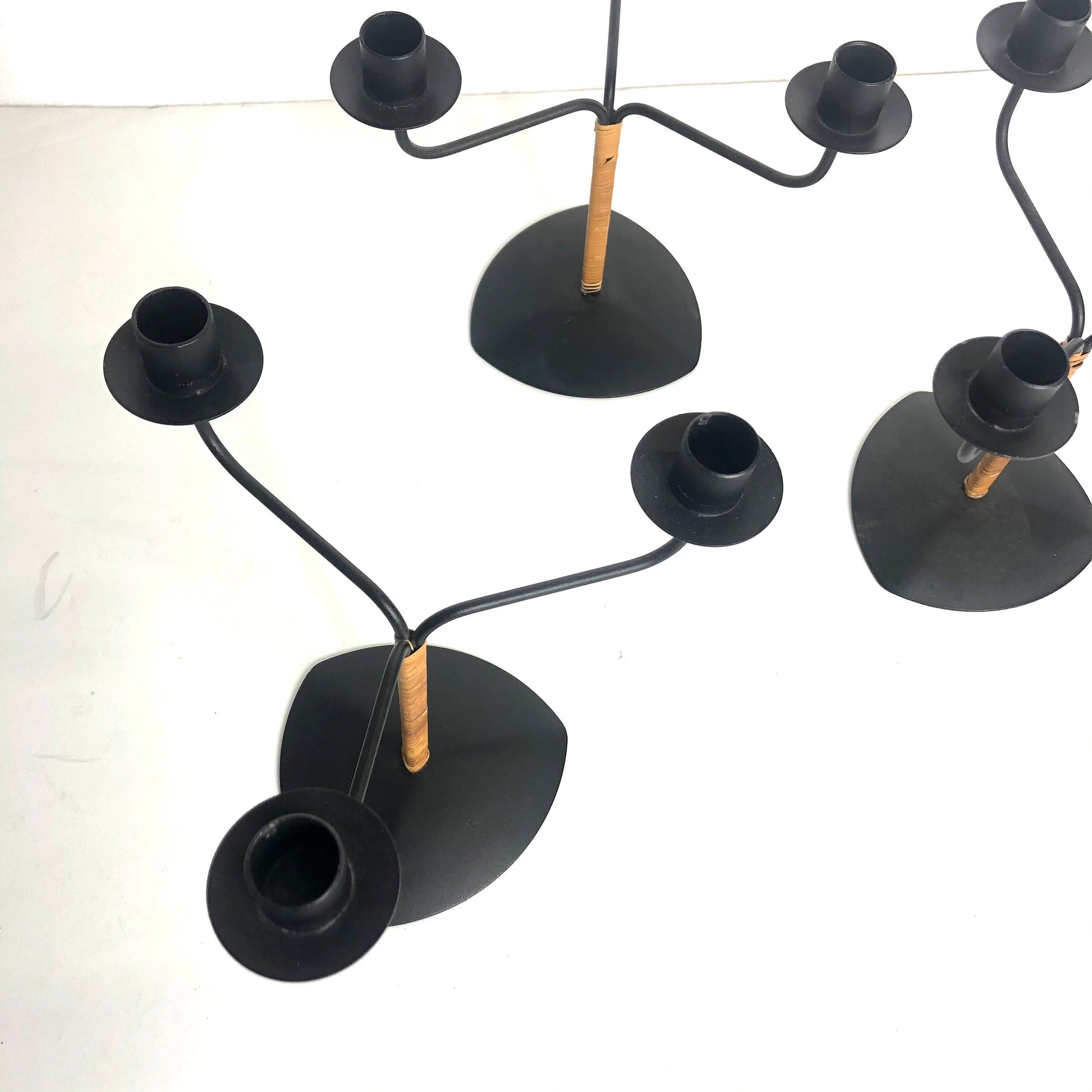 Bamboo Wrapped Iron Candelabra