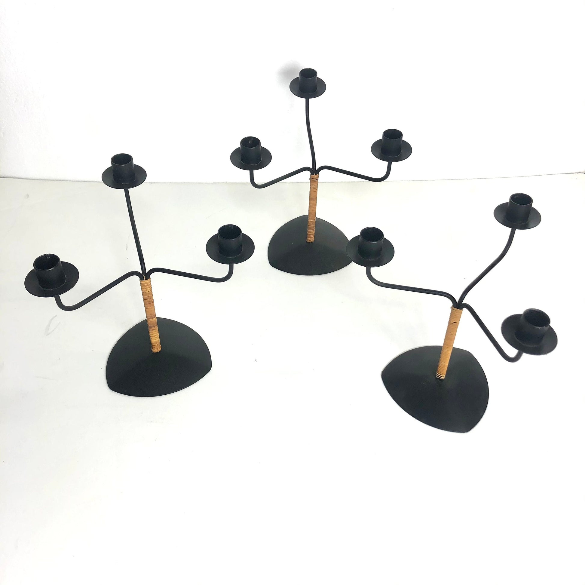 Bamboo Wrapped Iron Candelabra