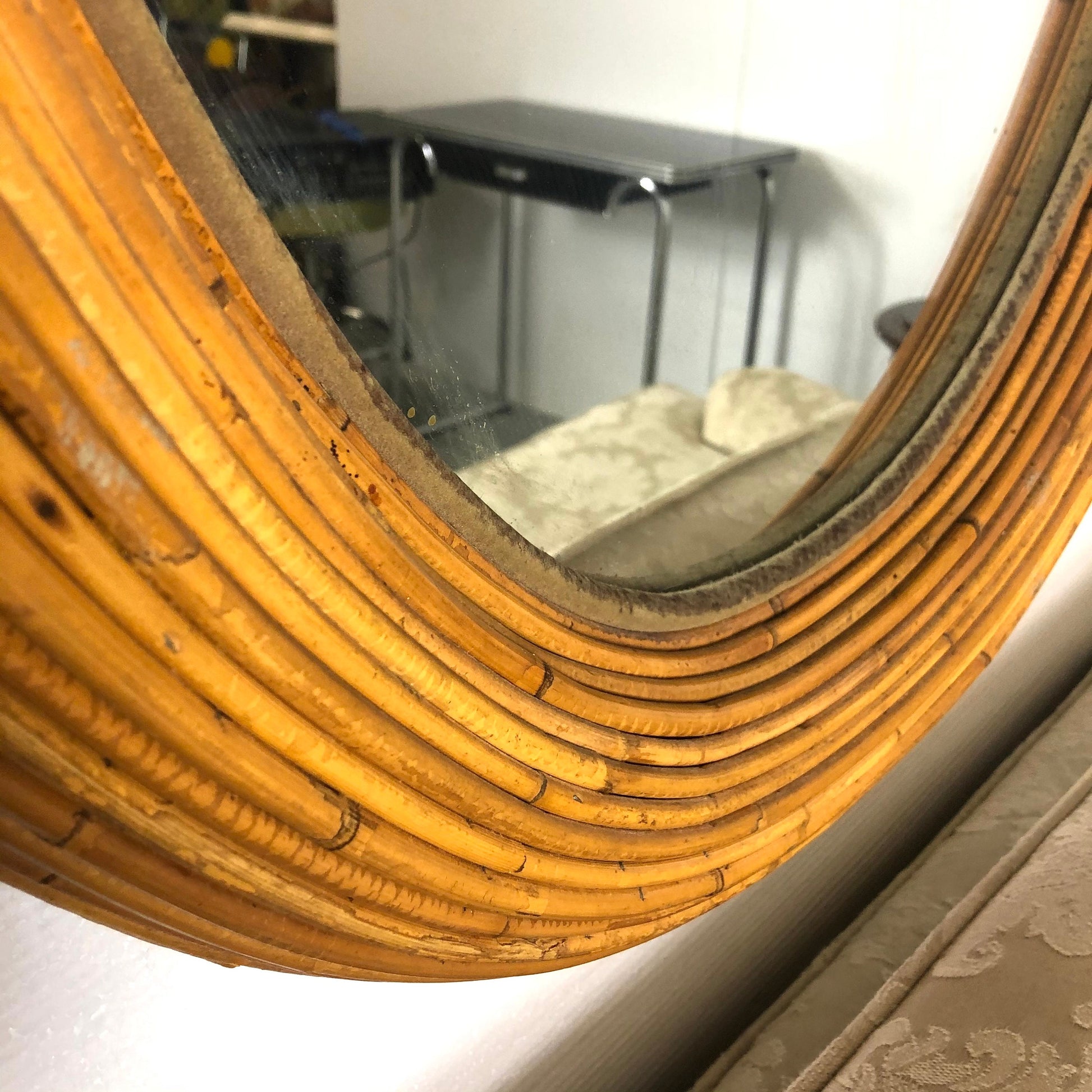 Large Bamboo Oval Wall Mirror
