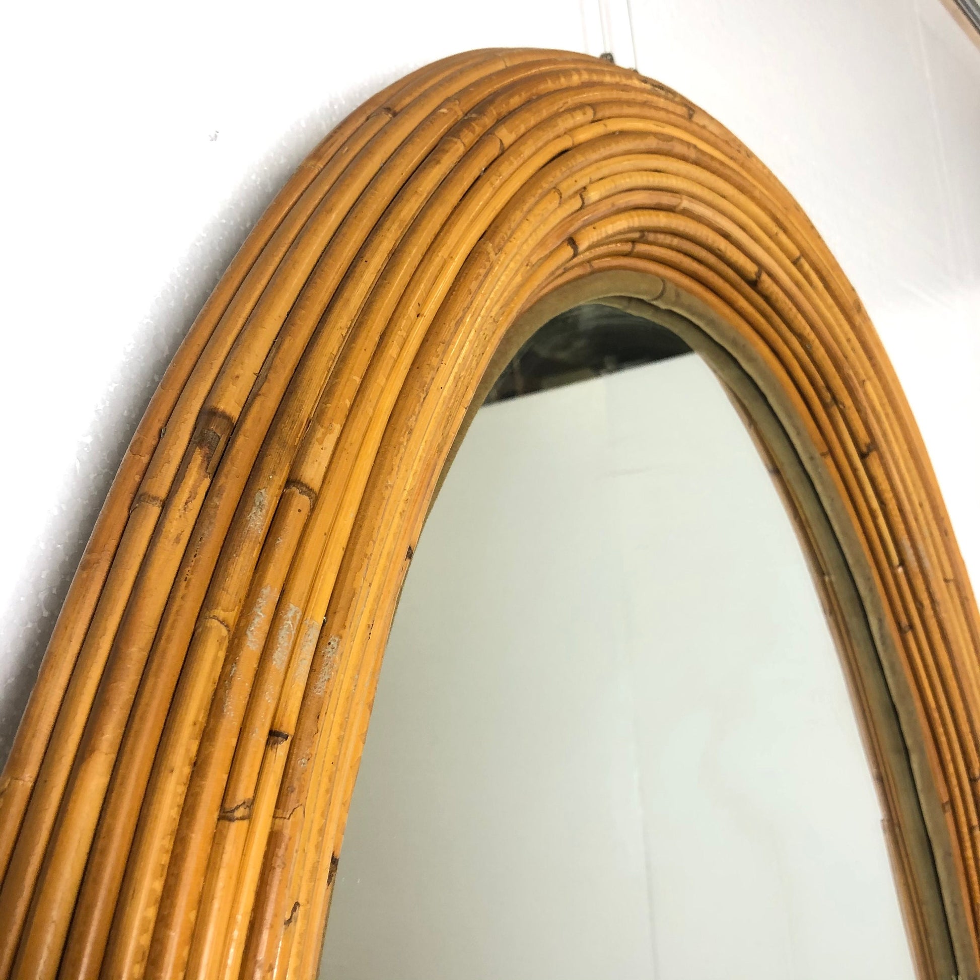 Large Bamboo Oval Wall Mirror