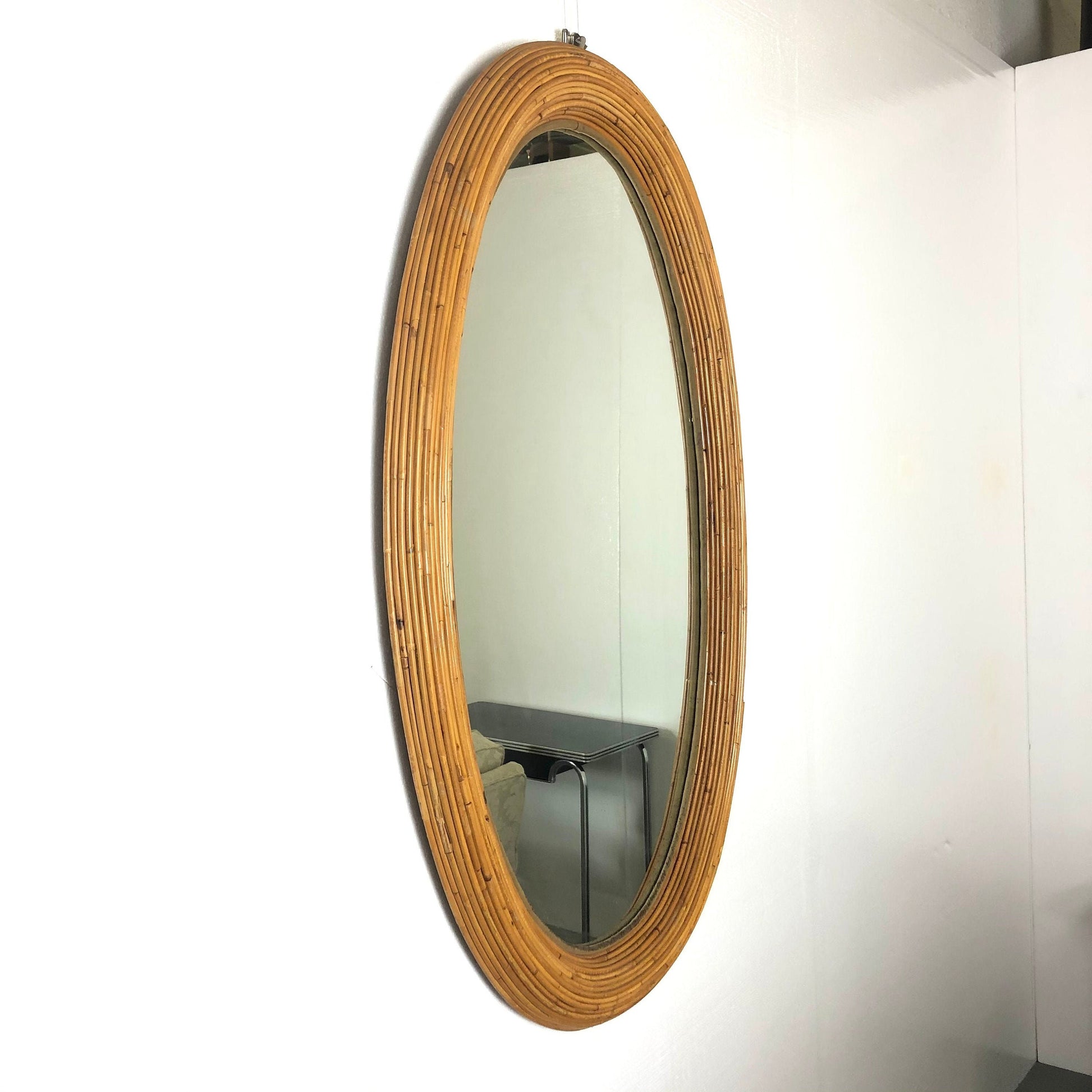 Large Bamboo Oval Wall Mirror