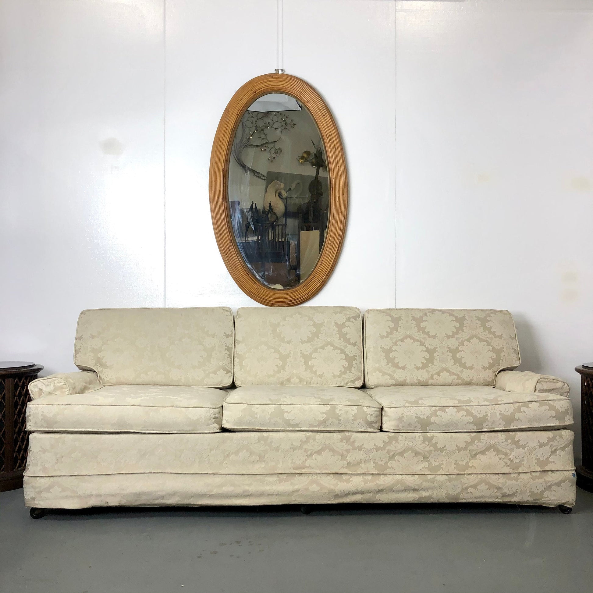 Large Bamboo Oval Wall Mirror