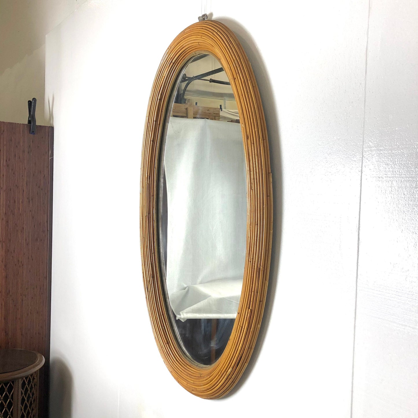 Large Bamboo Oval Wall Mirror