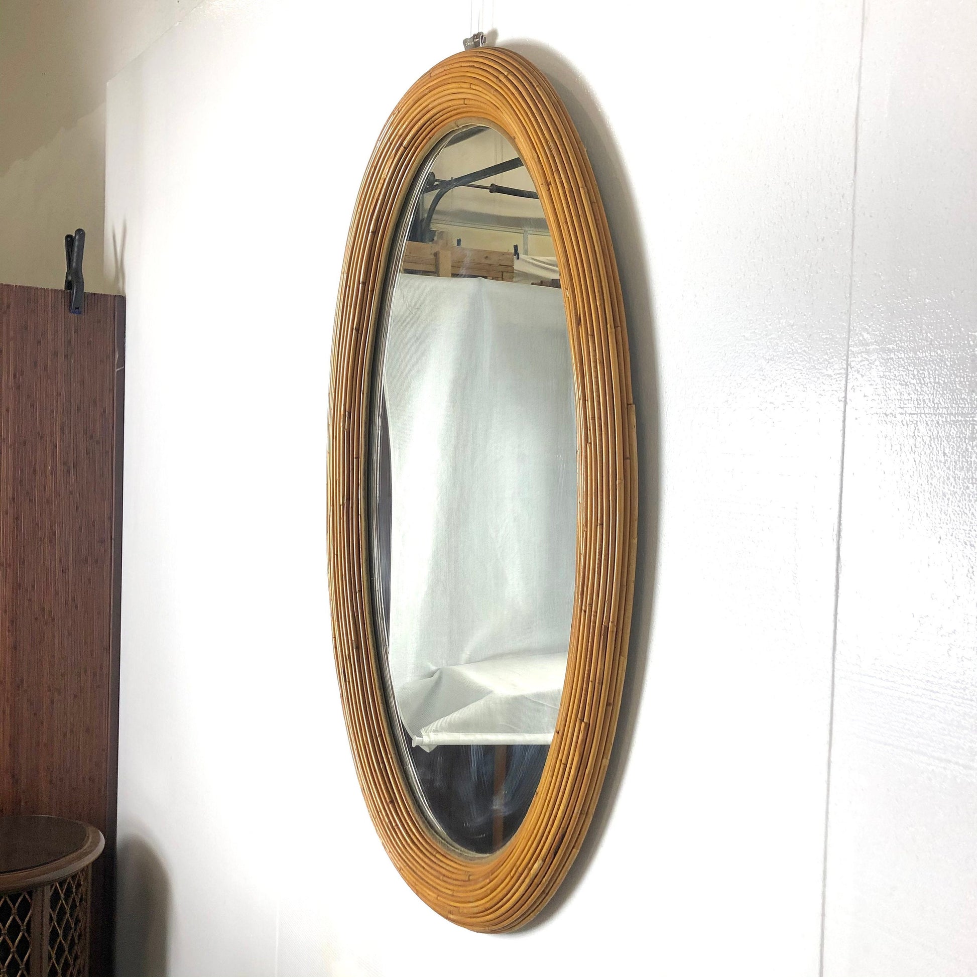 Large Bamboo Oval Wall Mirror