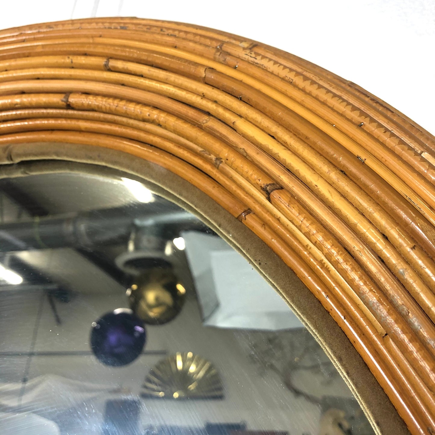 Large Bamboo Oval Wall Mirror