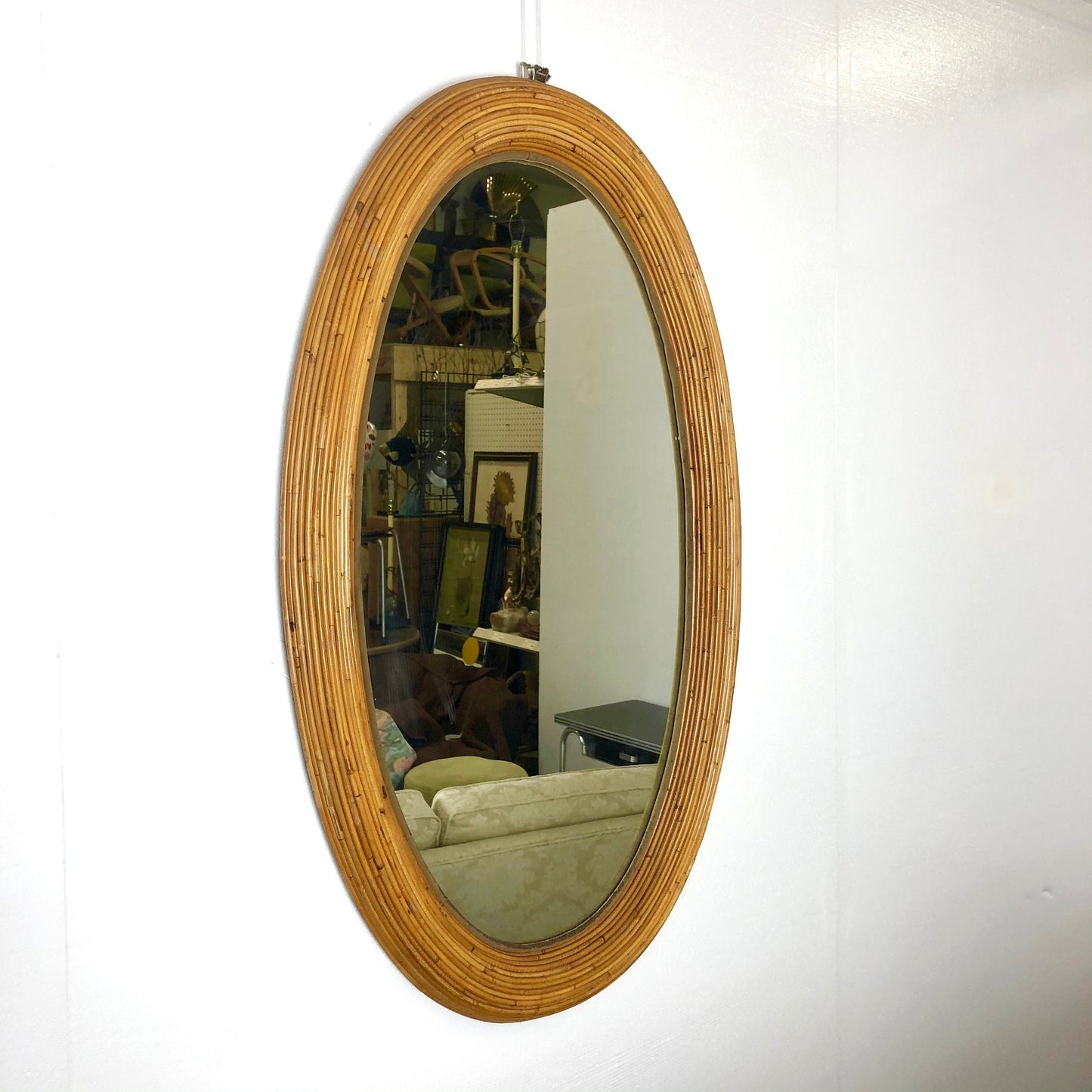 Large Bamboo Oval Wall Mirror