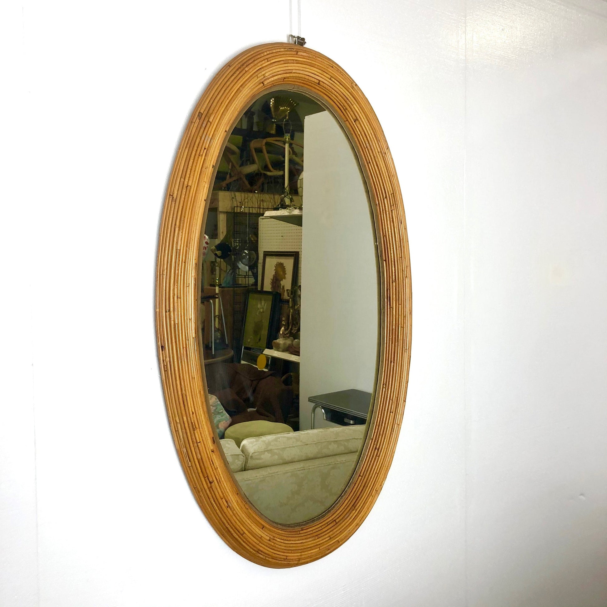 Large Bamboo Oval Wall Mirror