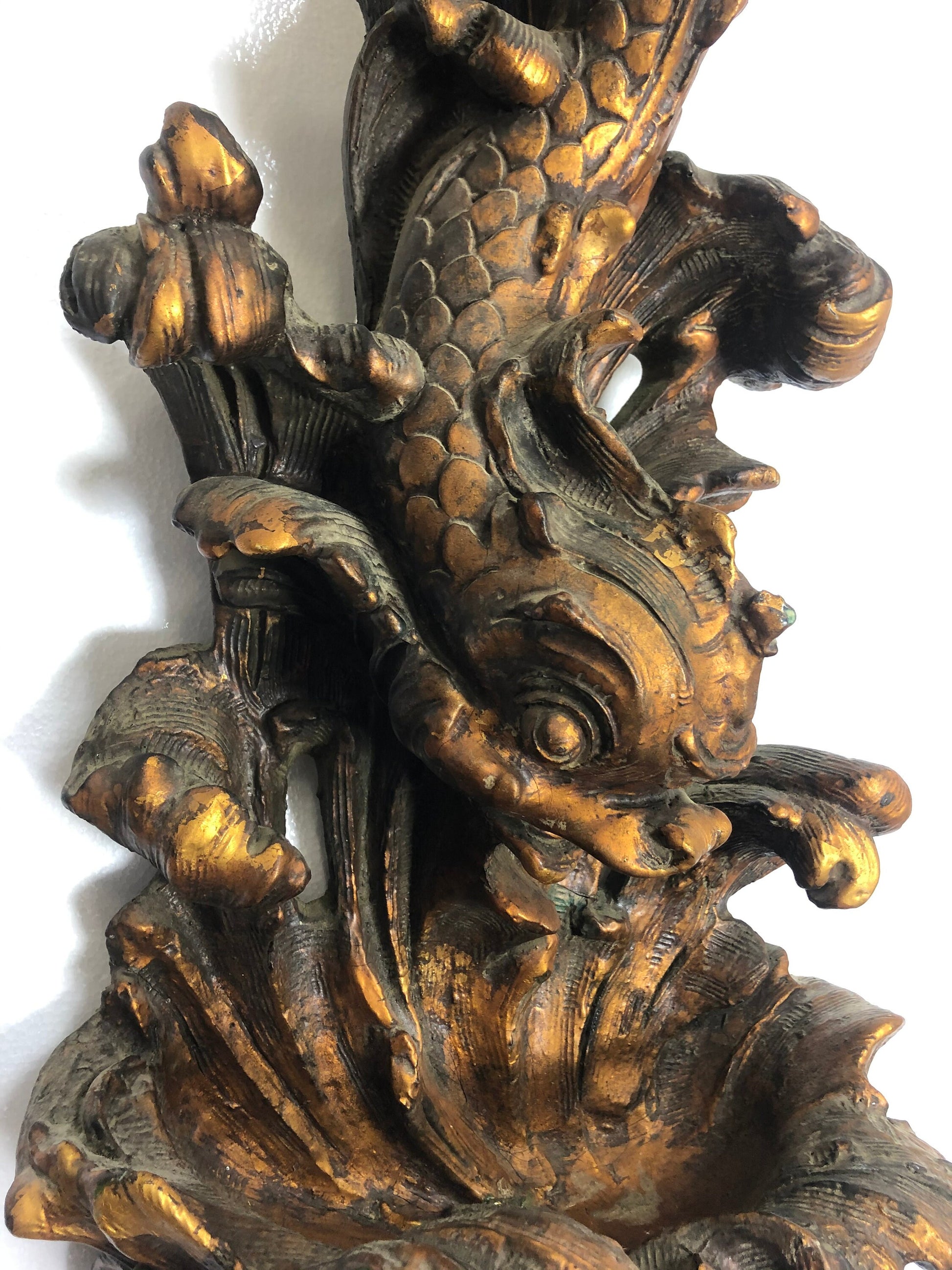 Large Vintage Koi Wall Planter