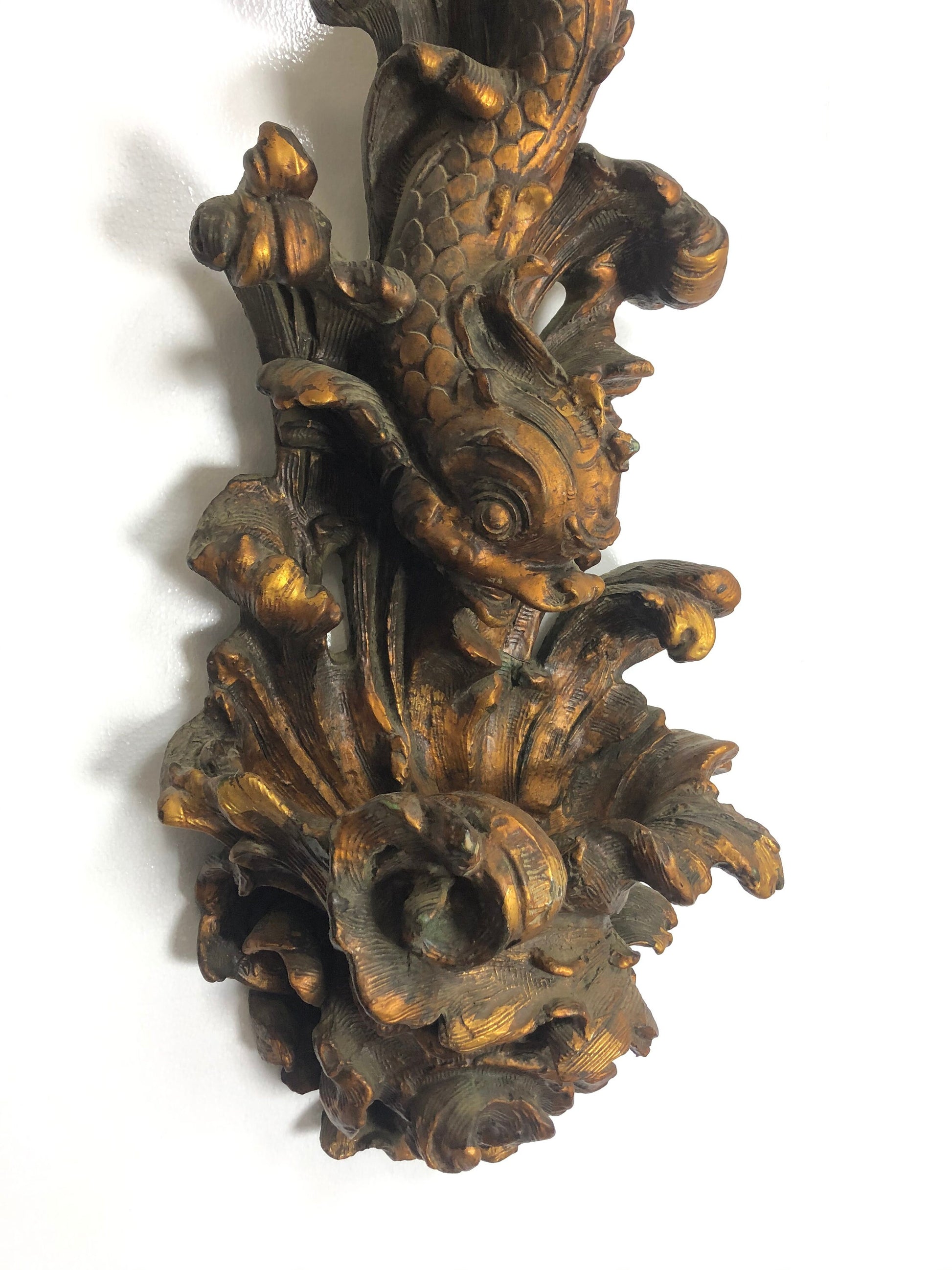Large Vintage Koi Wall Planter