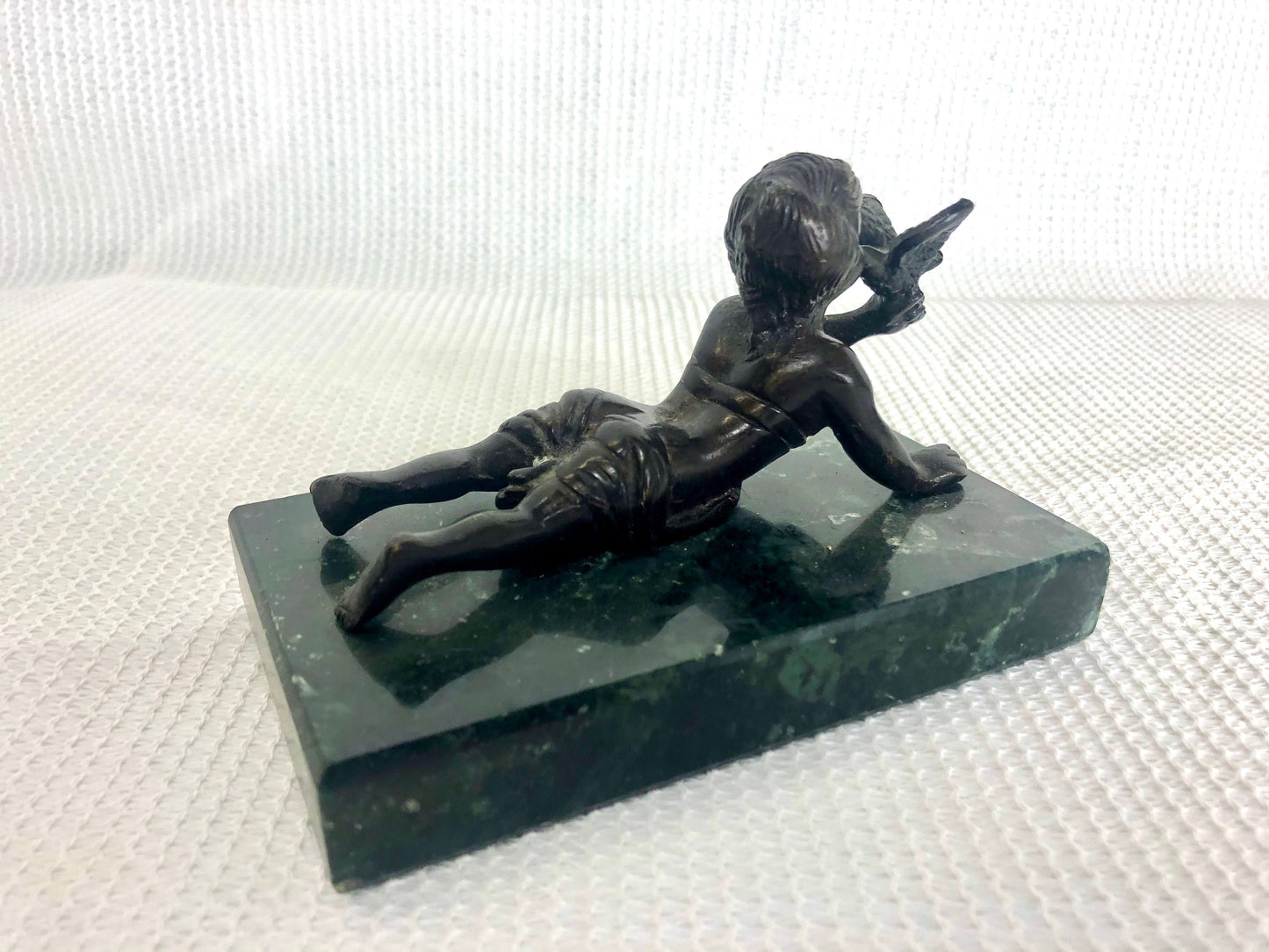 Bronze Statue on Marble | Child with Dove